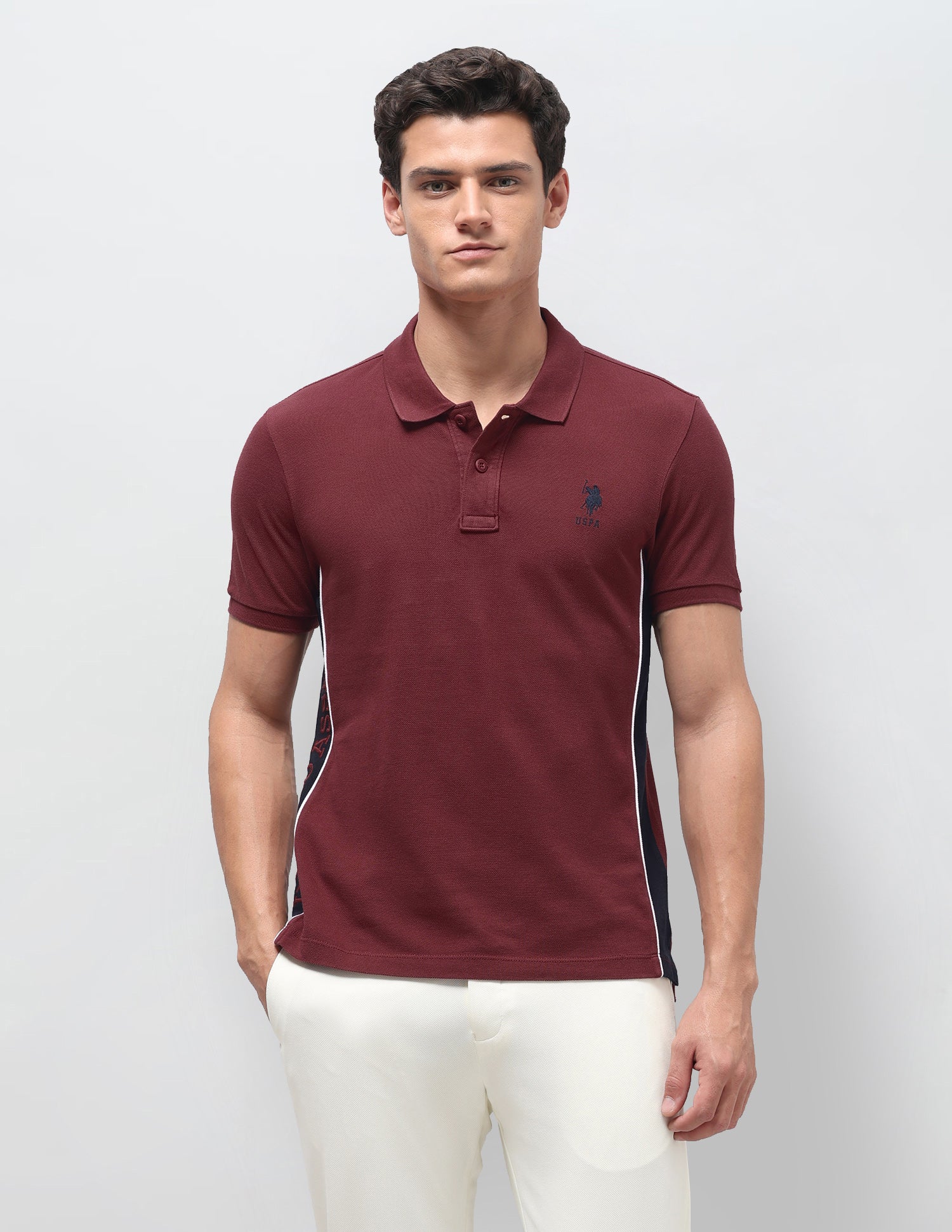 Solid Slim Fit Polo Shirt Maroon - U.S. Polo Assn. India | Large