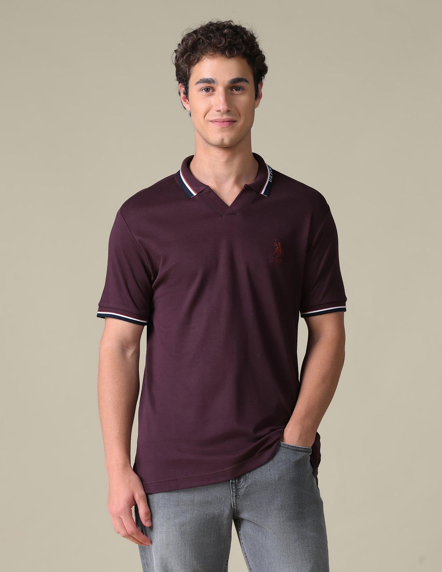 Regular Fit Solid Polo Shirt Purple - U.S. Polo Assn. India | Large