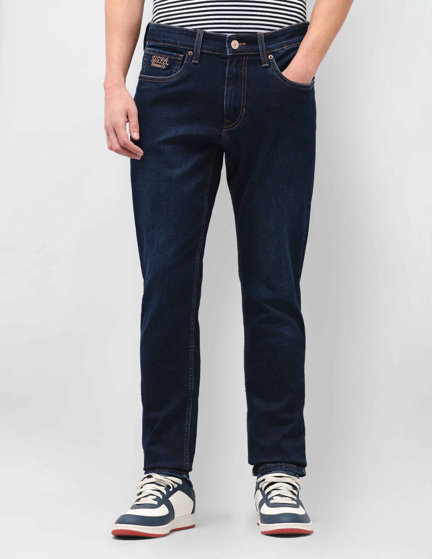Solid Slim Fit Jeans Blue - U.S. Polo Assn. India | Large