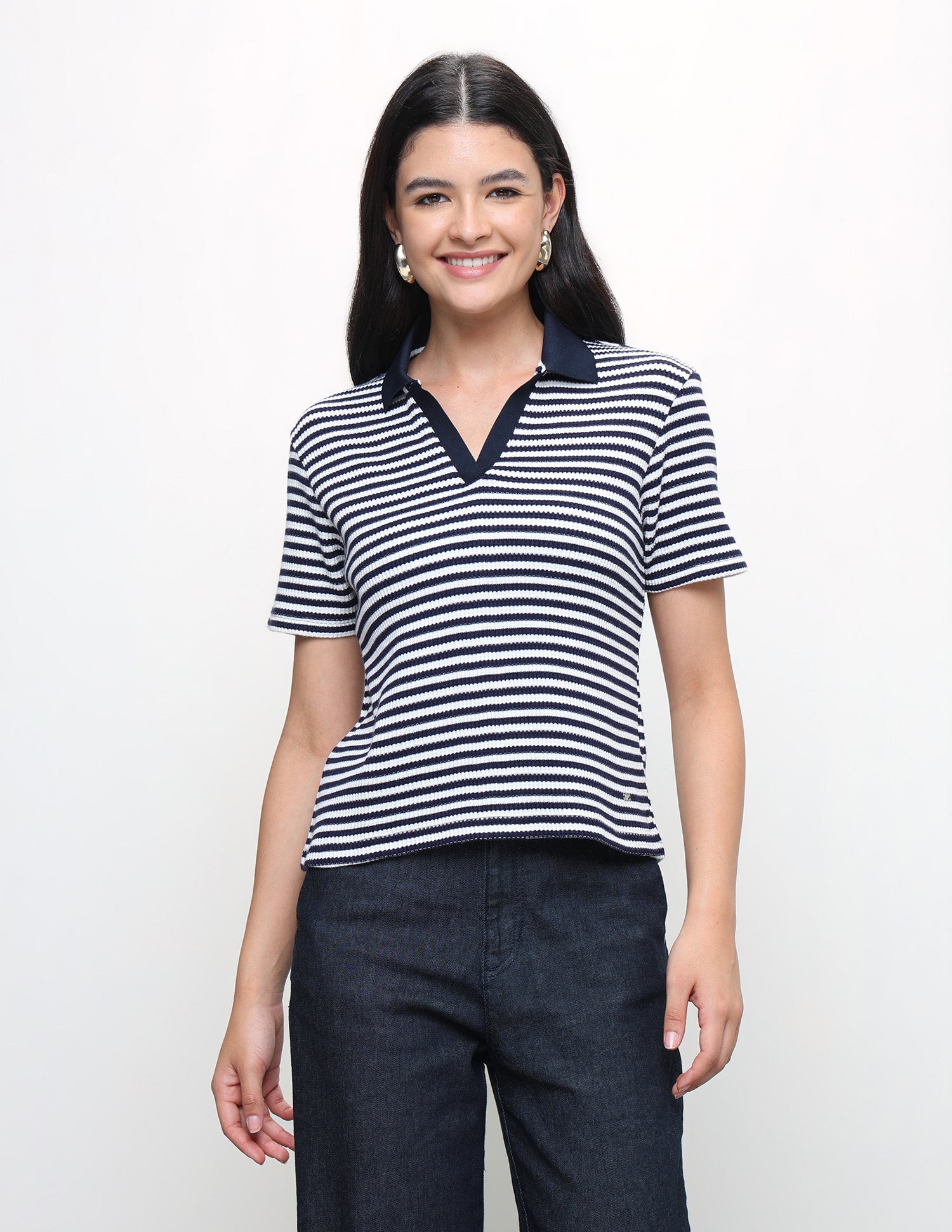 Horizontal Striped Relaxed Fit Polo Shirt Navy - U.S. Polo Assn. India | Large