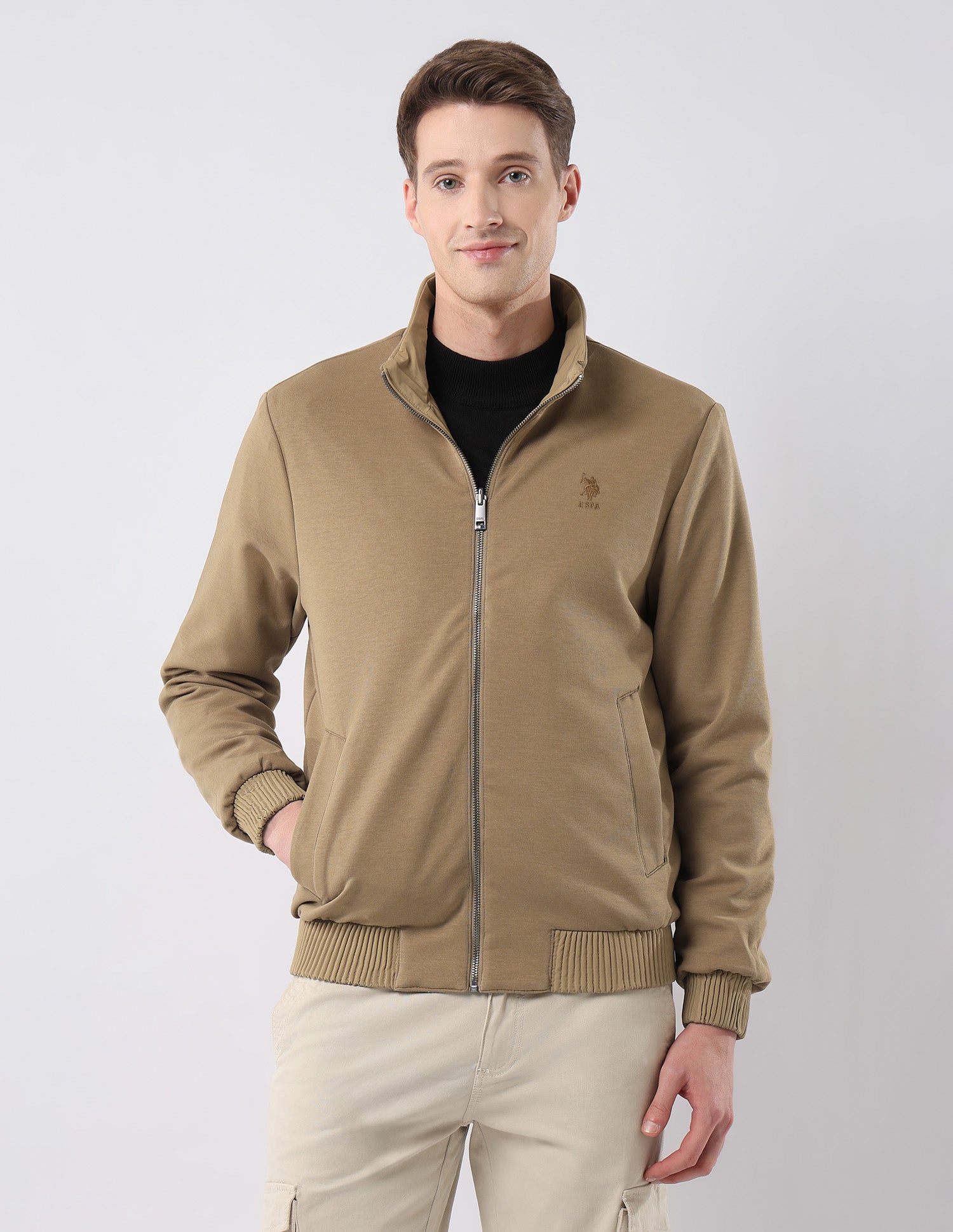 Reversible Heathered Regular Fit Jacket Brown - U.S. Polo Assn. India | Large