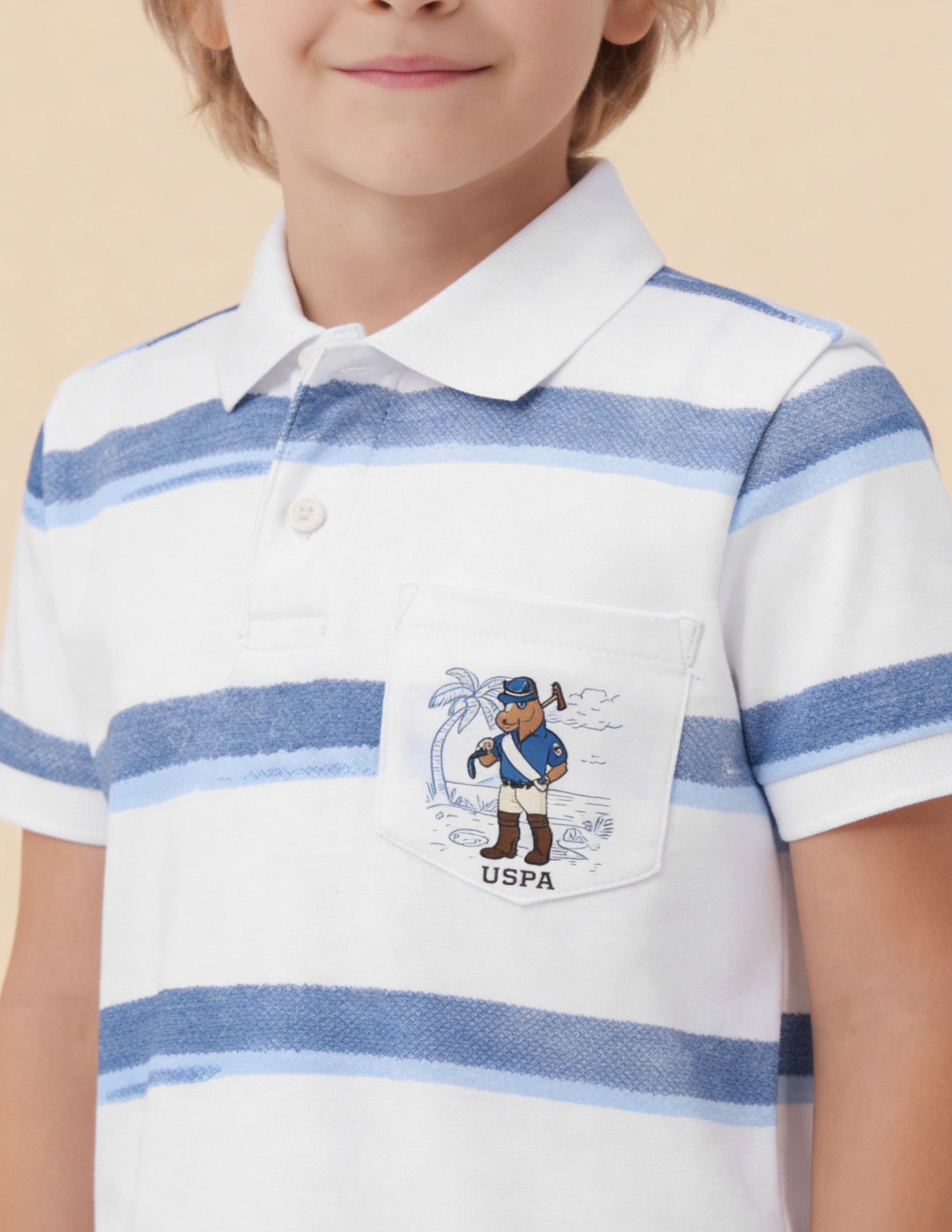 Horizontal Striped Regular Fit Polo Shirt White - U.S. Polo Assn. India | Large