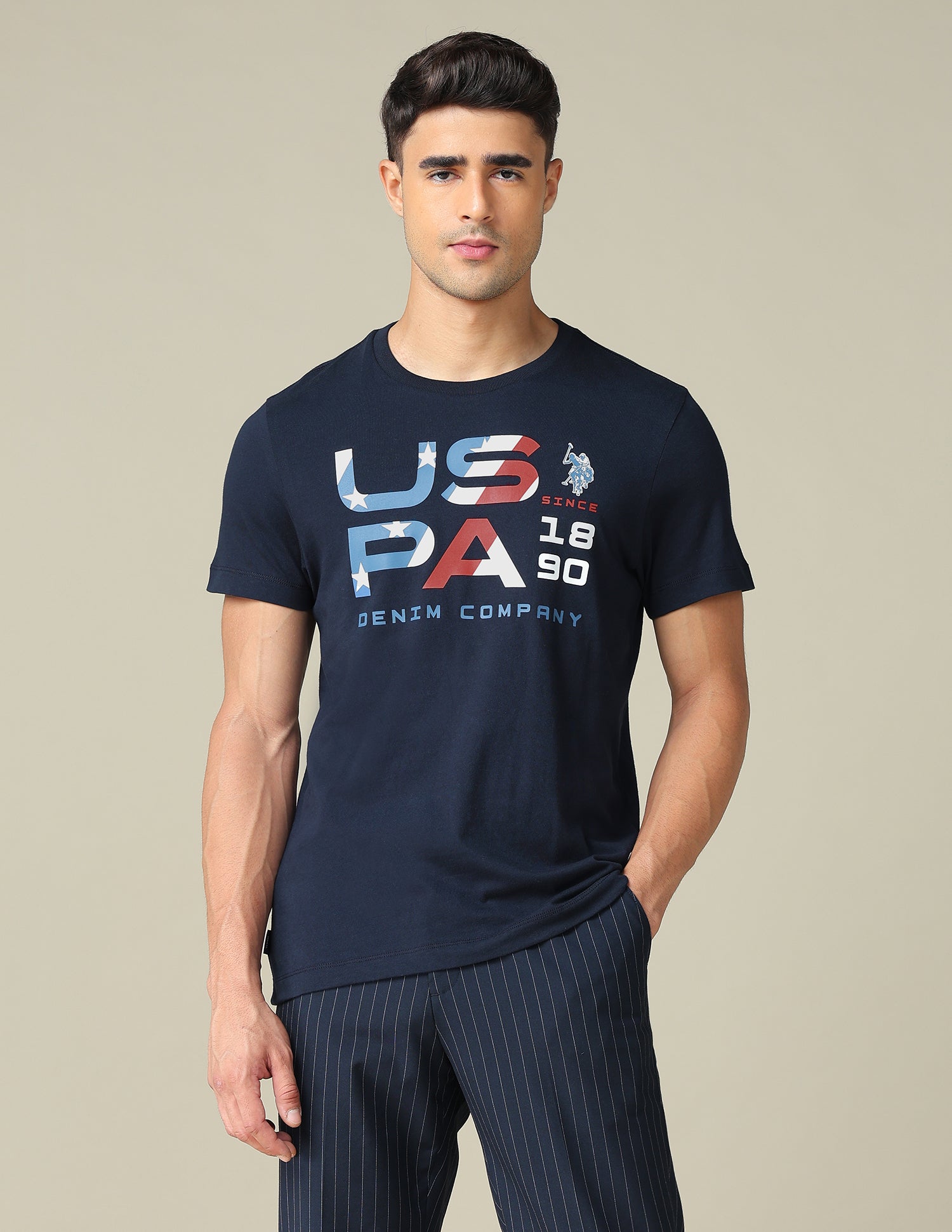 Muscle Fit Brand Printed T- Shirt Navy - U.S. POLO ASSN. | Large