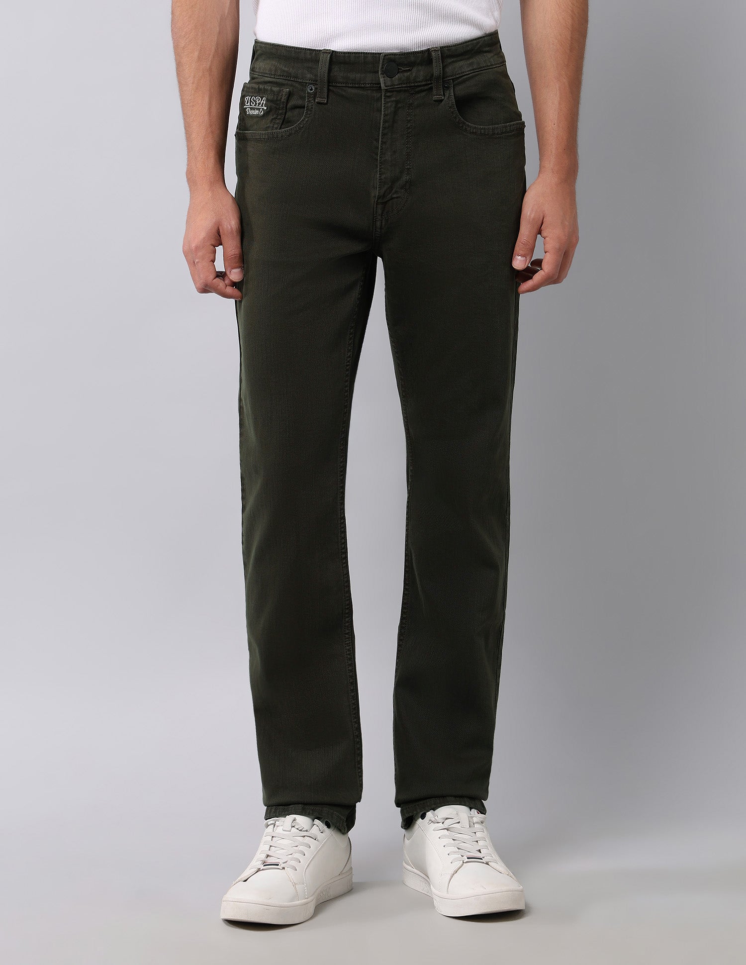 Harold Slim Straight Fit Green Jeans Olive - U.S. POLO ASSN. | Large