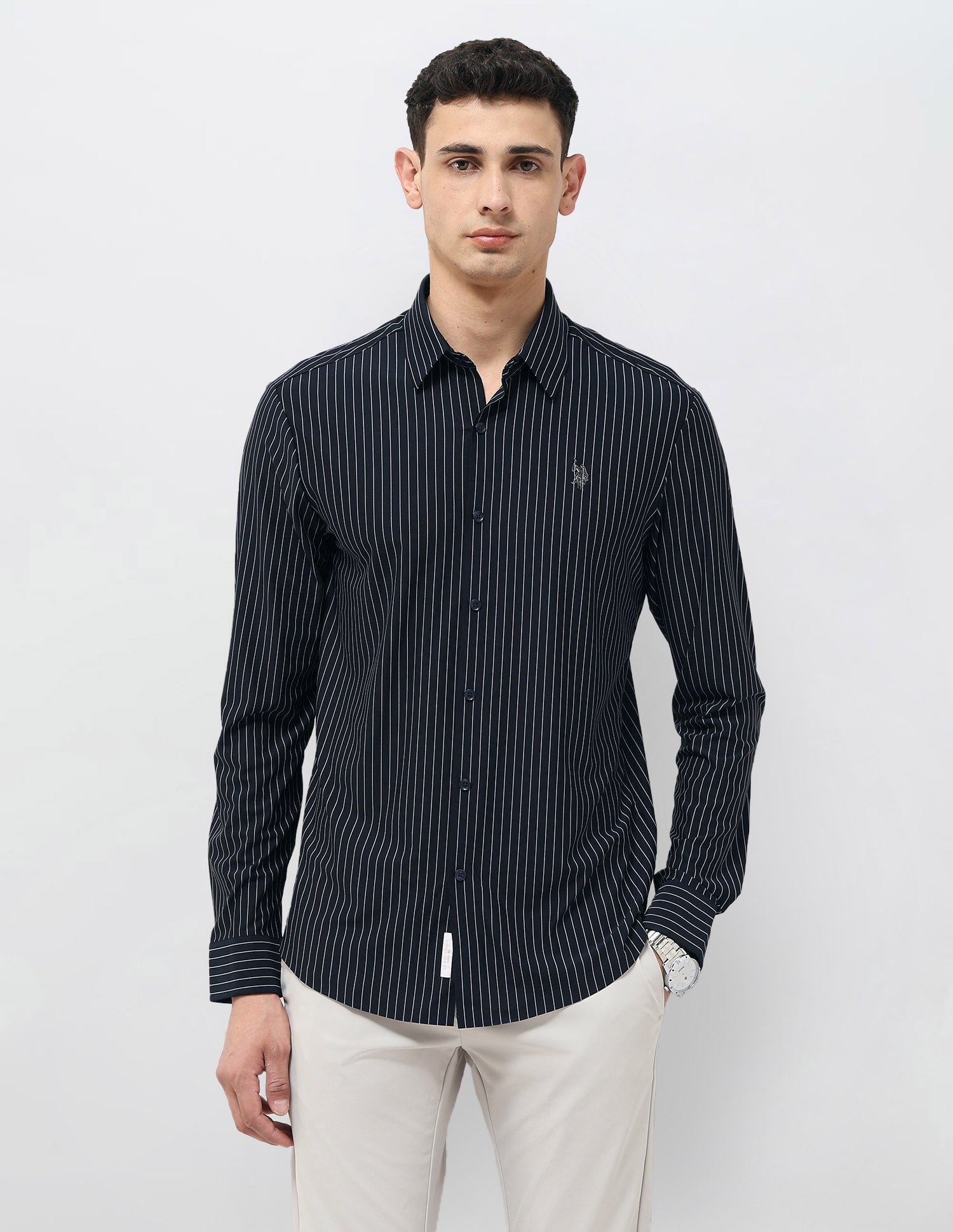 Tailored Fit Vertical Striped Shirt Navy - U.S. POLO ASSN. | Large