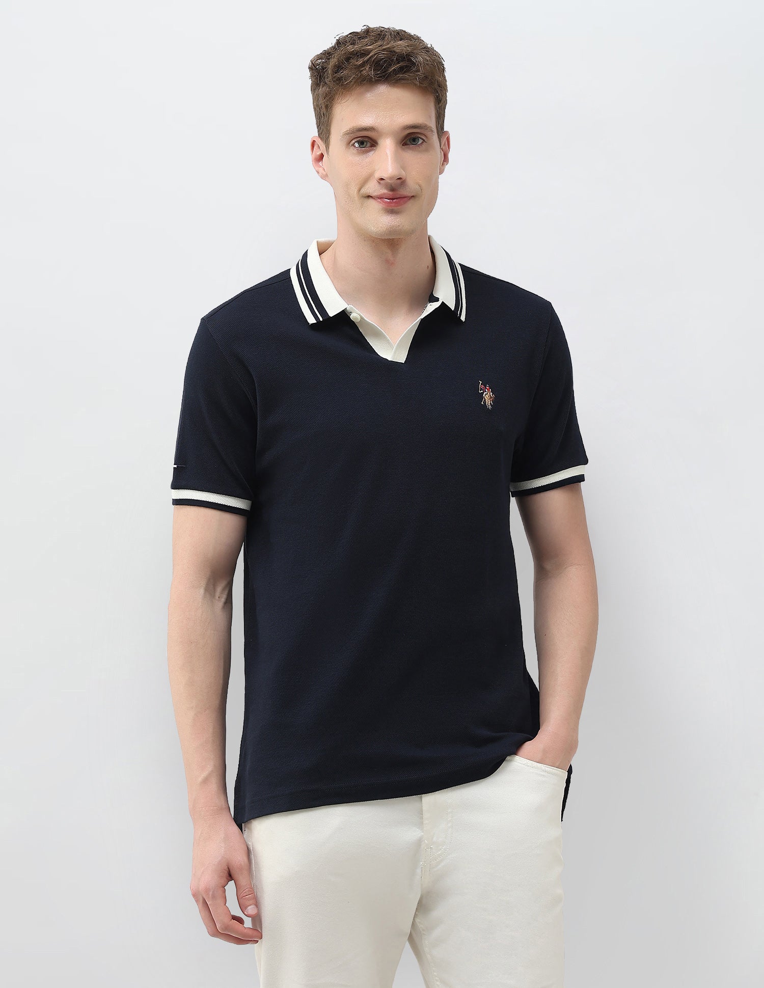 Solid Muscle Fit Polo Shirt Navy - U.S. Polo Assn. India | Large