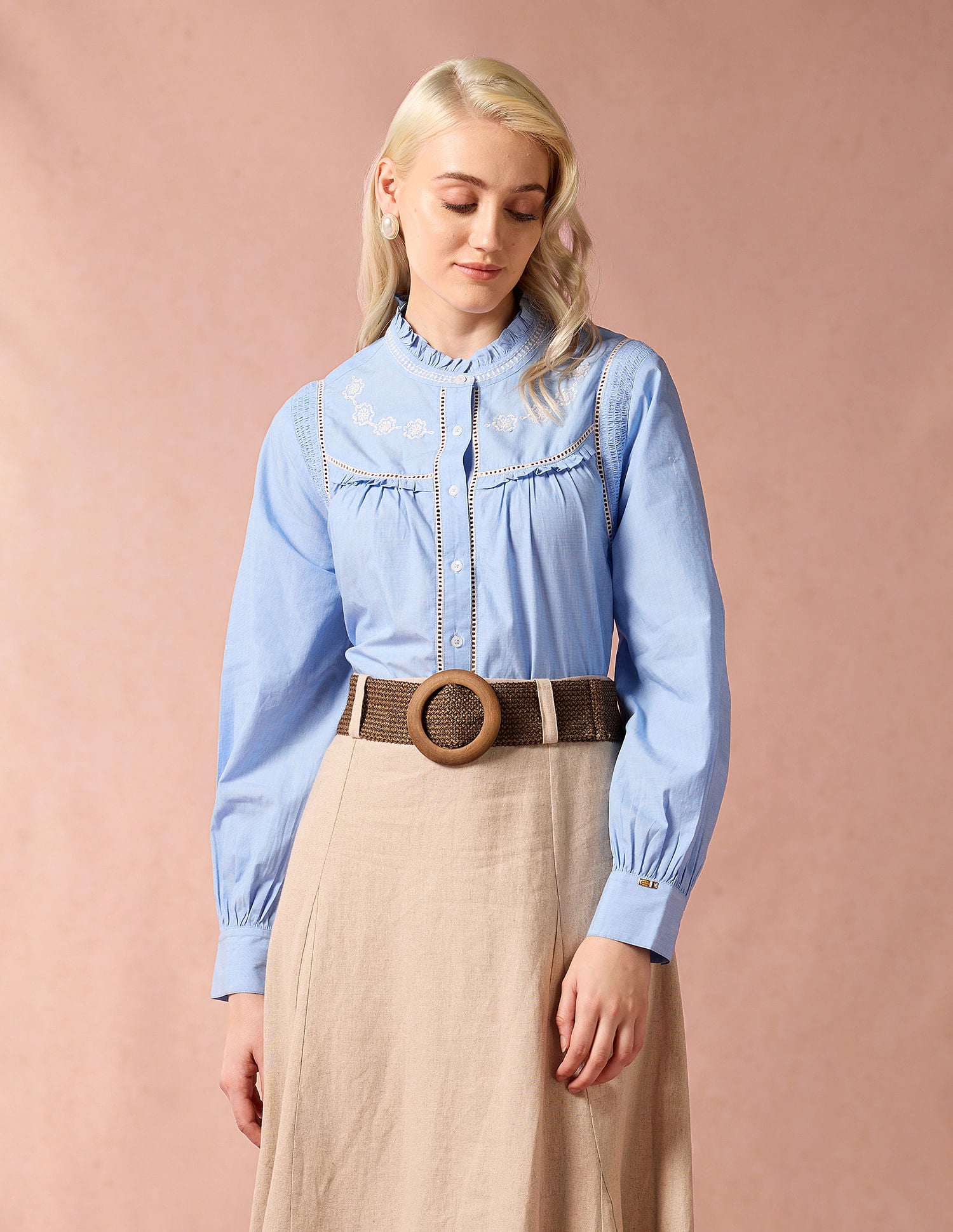 Embroidered Yoke Shirt Blue - U.S. POLO ASSN. | Large