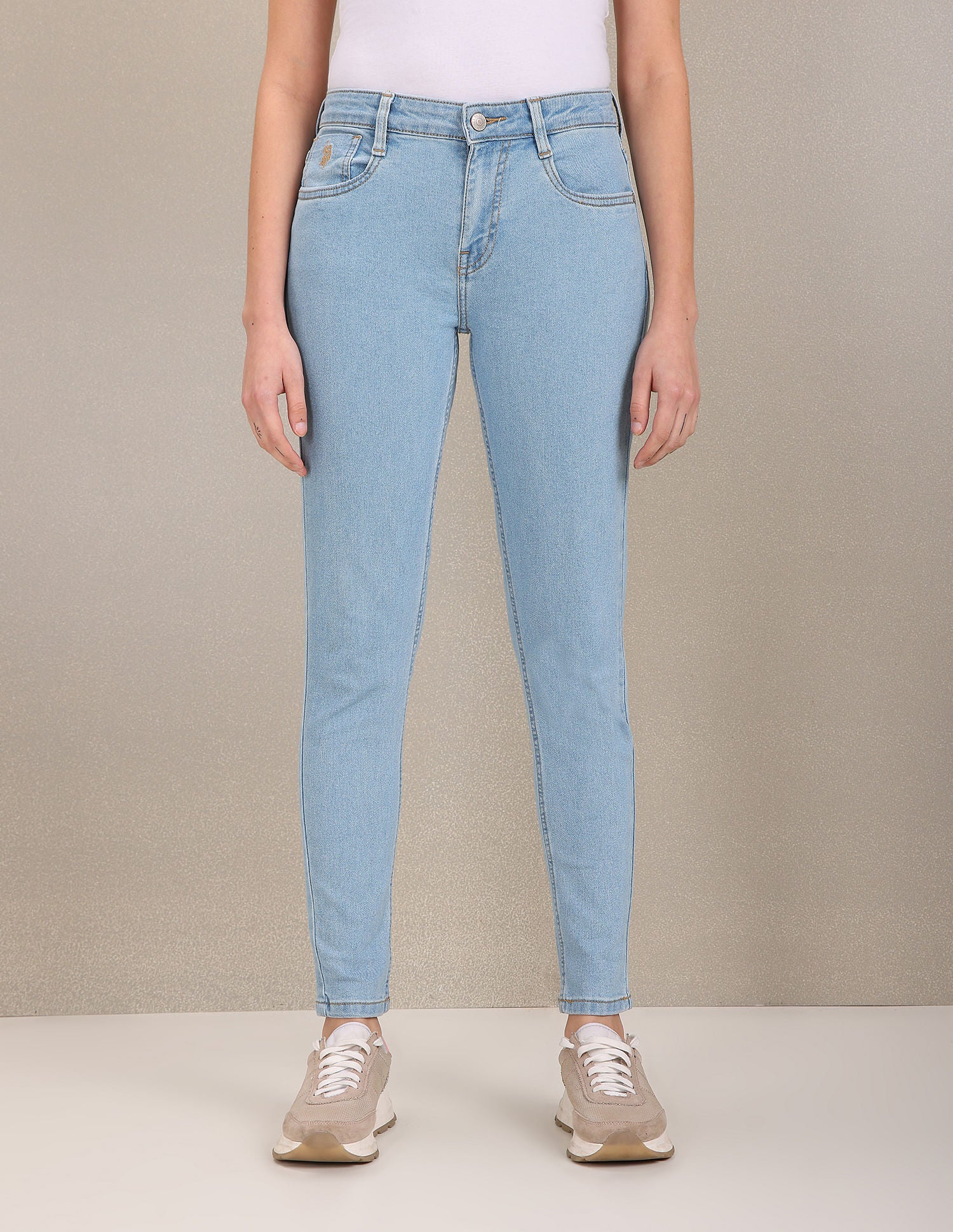 Mid Rise Rinsed Skinny Fit Jeans Light Blue - U.S. Polo Assn. India | Large