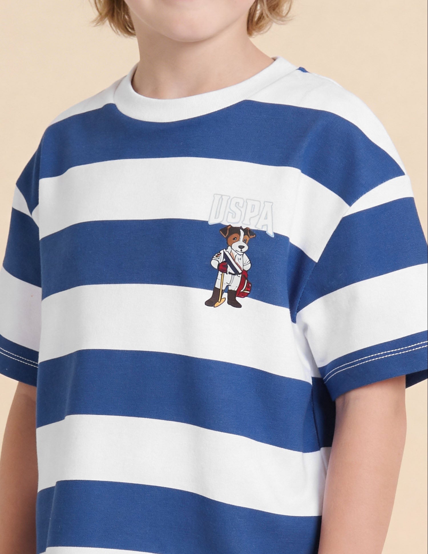 Horizontal Striped Oversized Fit T-Shirt Blue - U.S. Polo Assn. India | Large