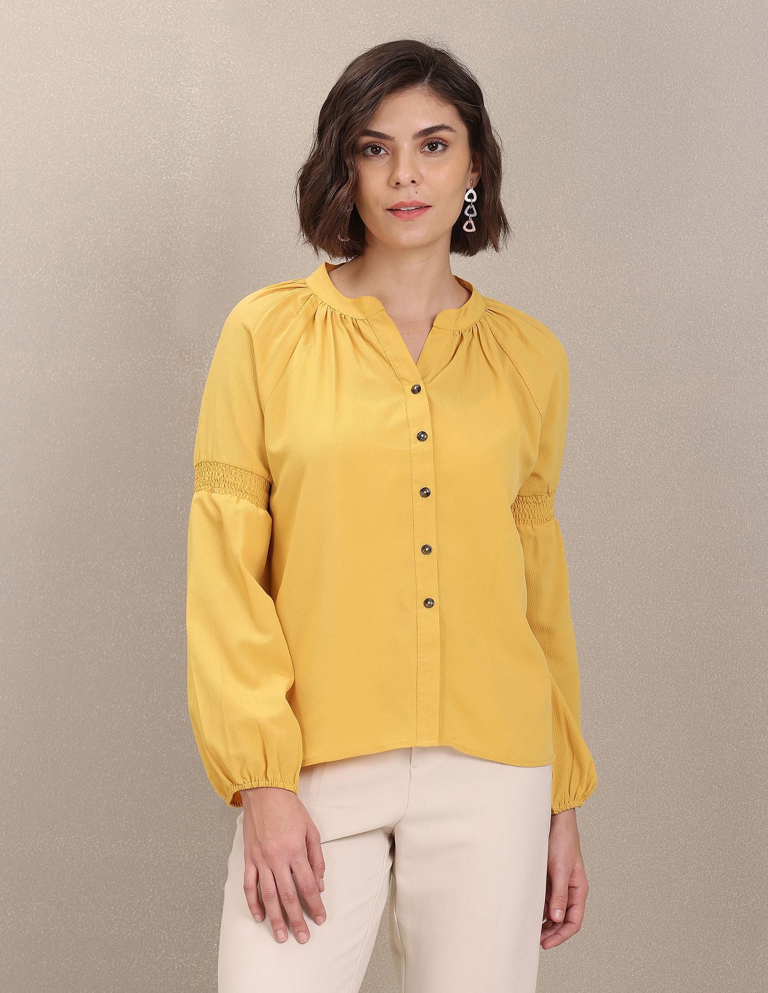 Full Button Closure Solid Top Yellow - U.S. POLO ASSN. | Large