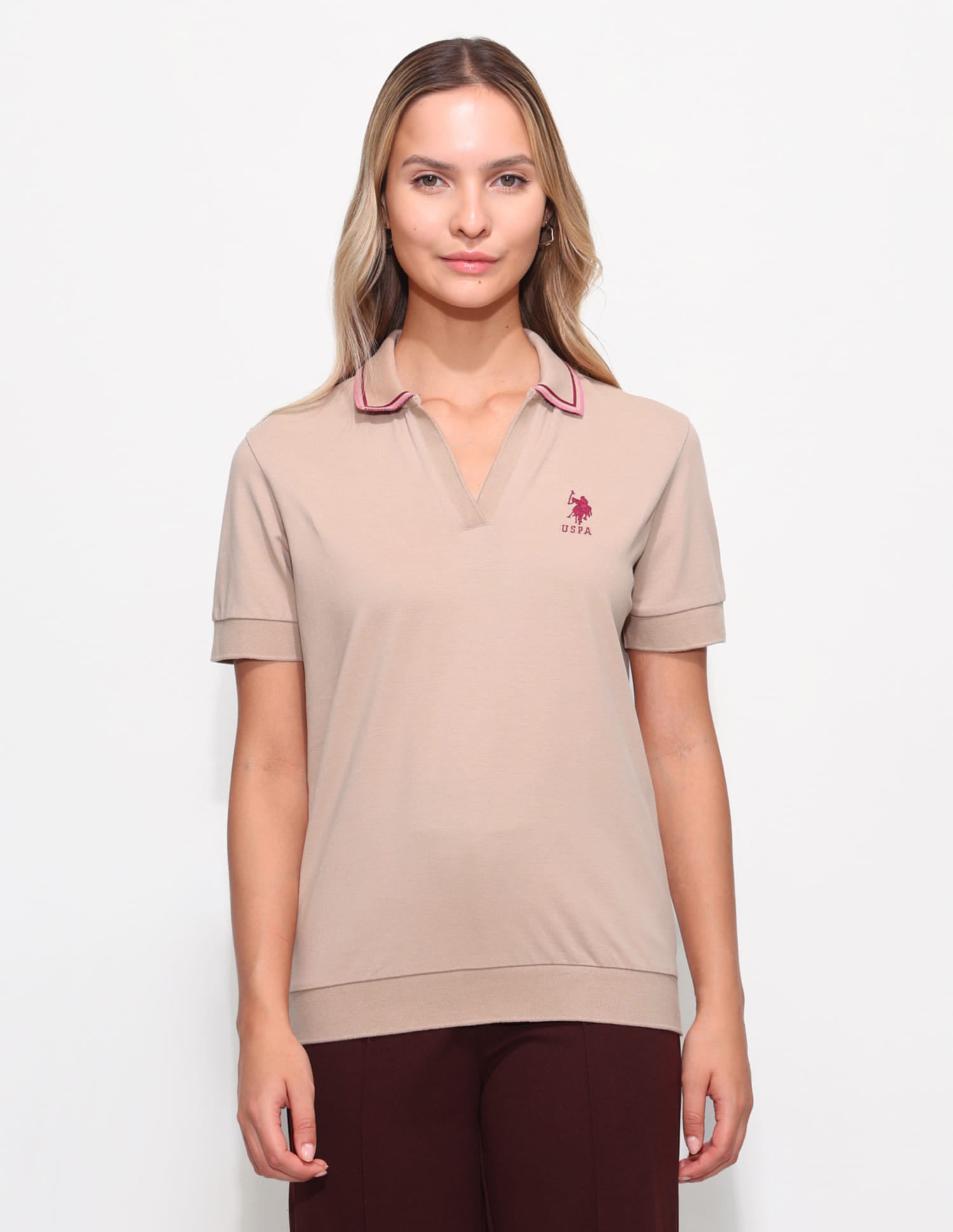 Relaxed Fit Solid Polo Shirt Brown - U.S. Polo Assn. India | Large