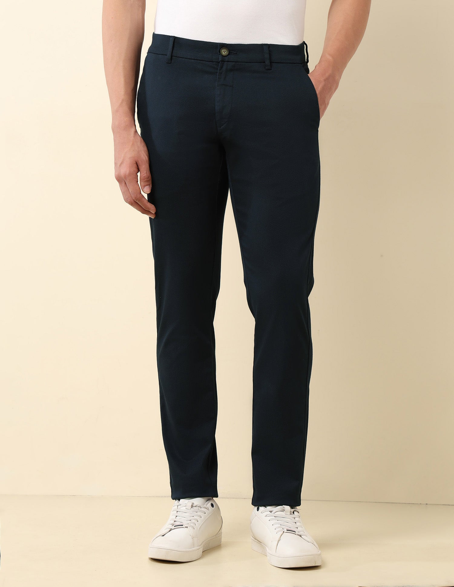 Slim Fit Dobby Trousers Navy - U.S. Polo Assn. India | Large