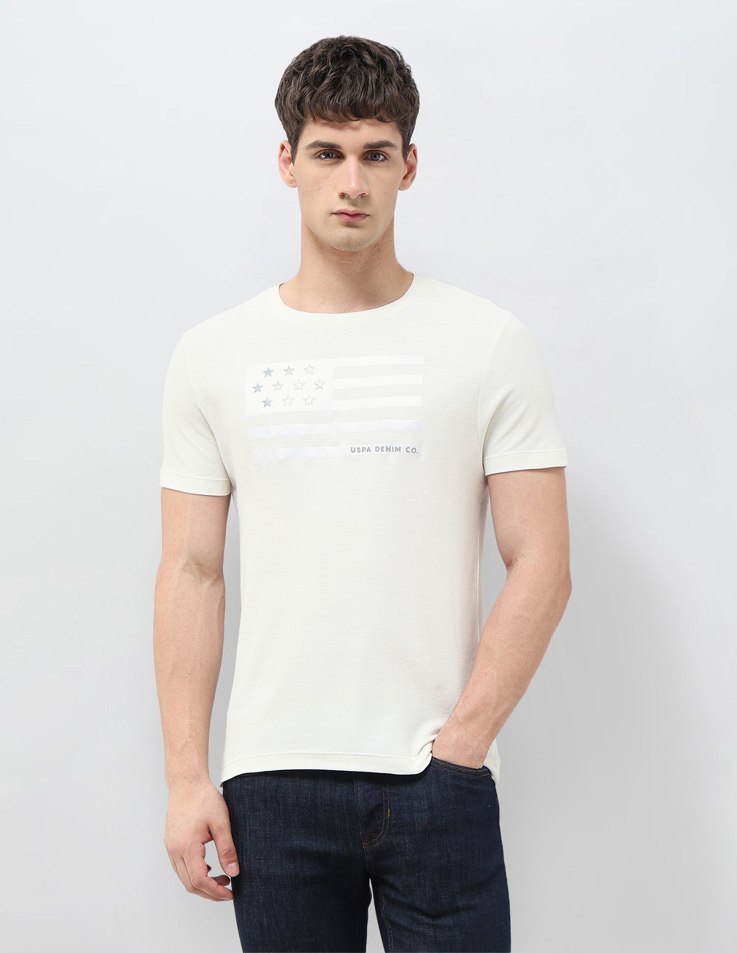 Graphic Printed Denim Legacy T-Shirt Off White - U.S. POLO ASSN. | Large