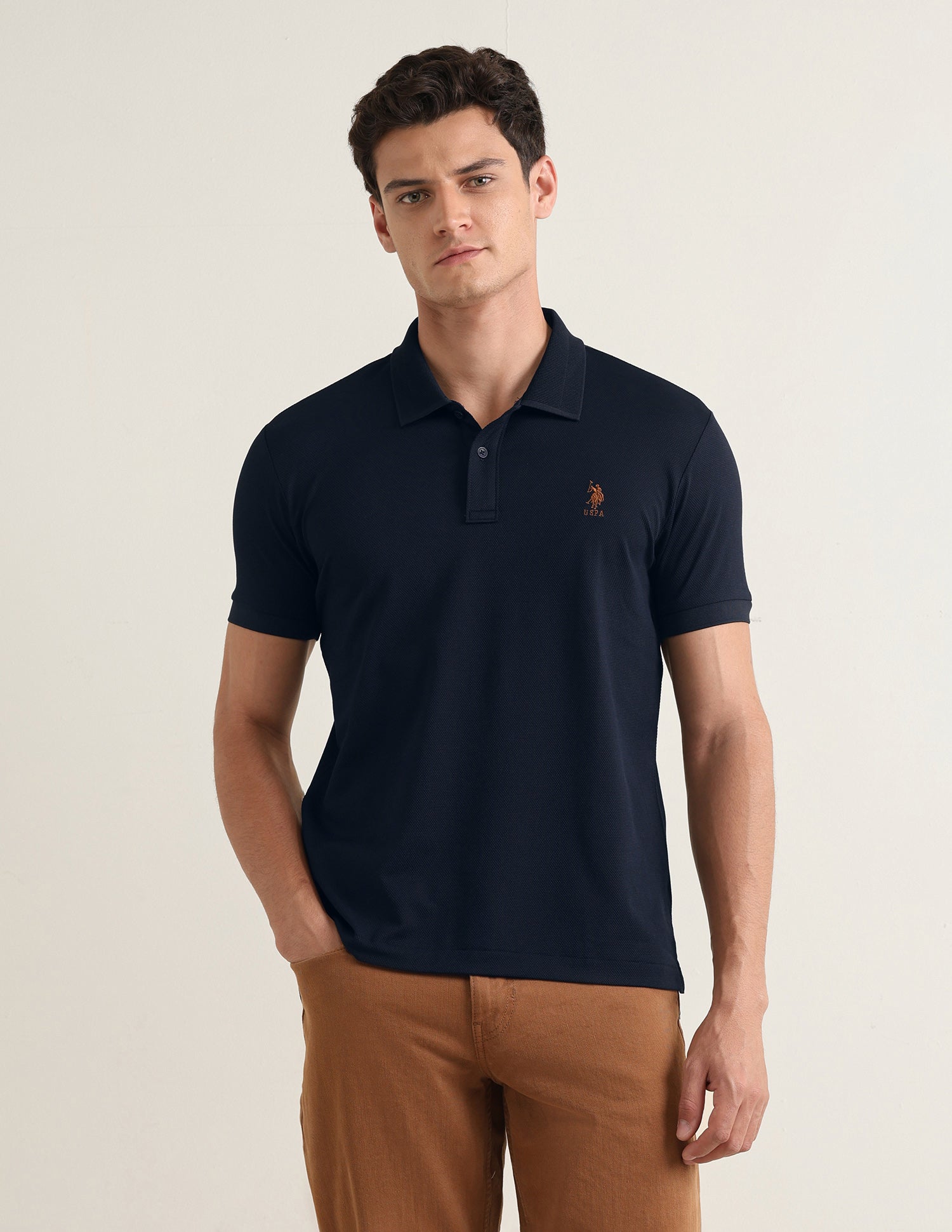 Solid Slim Fit Polo Shirt Navy - U.S. Polo Assn. India | Large
