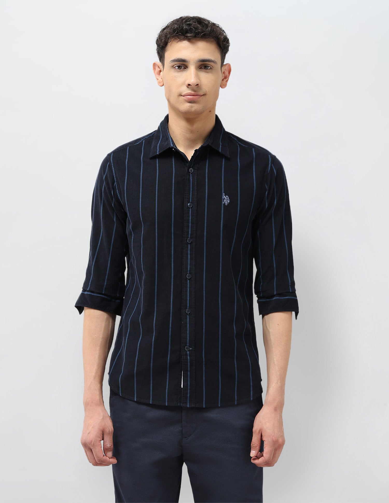Corduroy Tailored Fit Shirt Navy - U.S. POLO ASSN. | Large