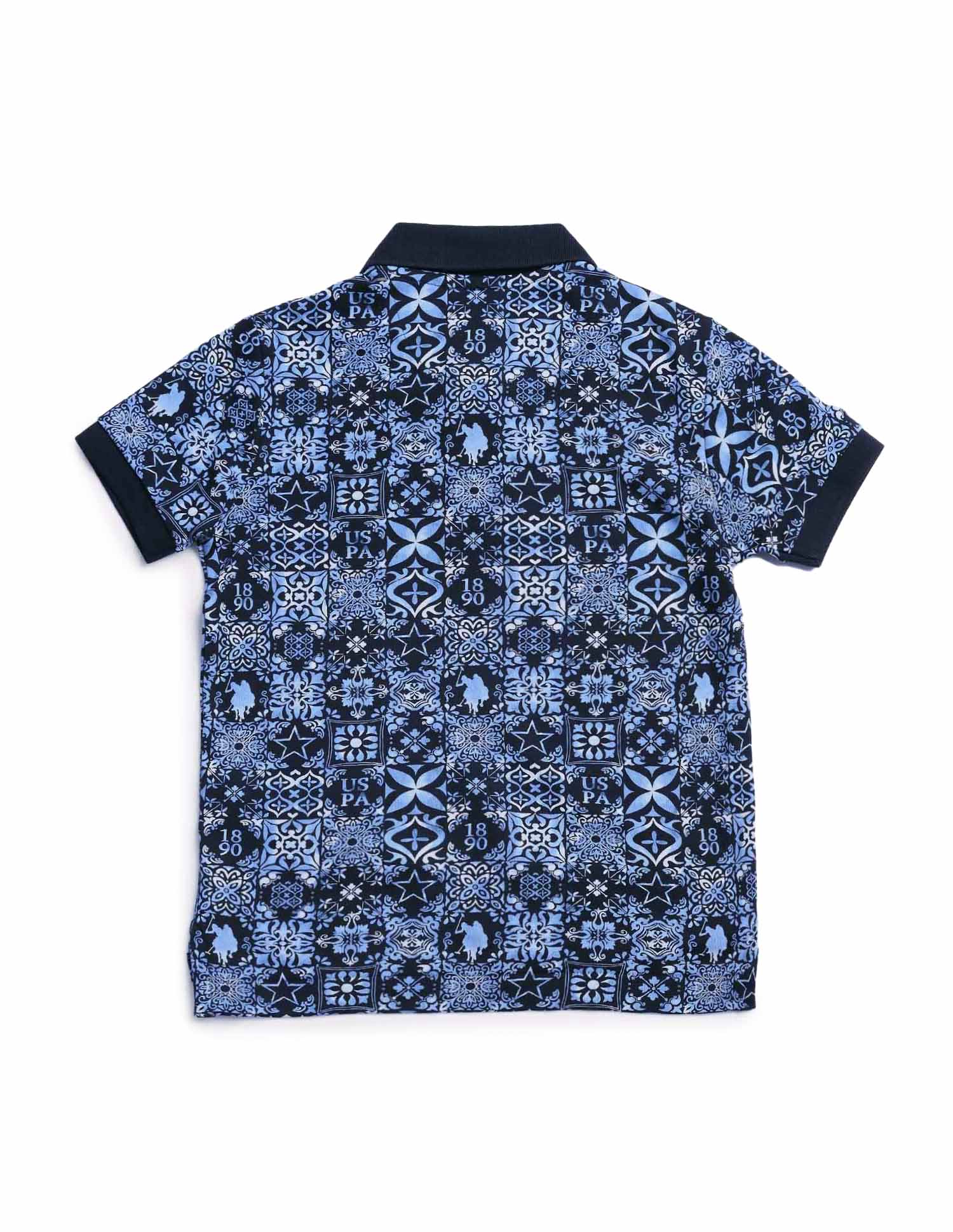 Boys Regular Fit All Over Printed Polo Shirt Navy - U.S. POLO ASSN. | Large