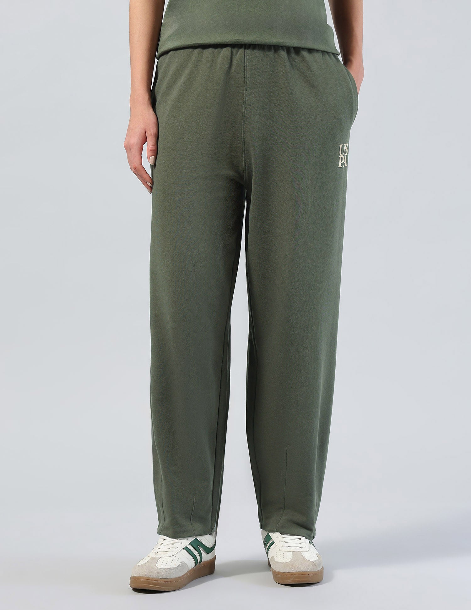 Mid Rise Barrel Fit Lounge Trousers Green - U.S. POLO ASSN. | Large