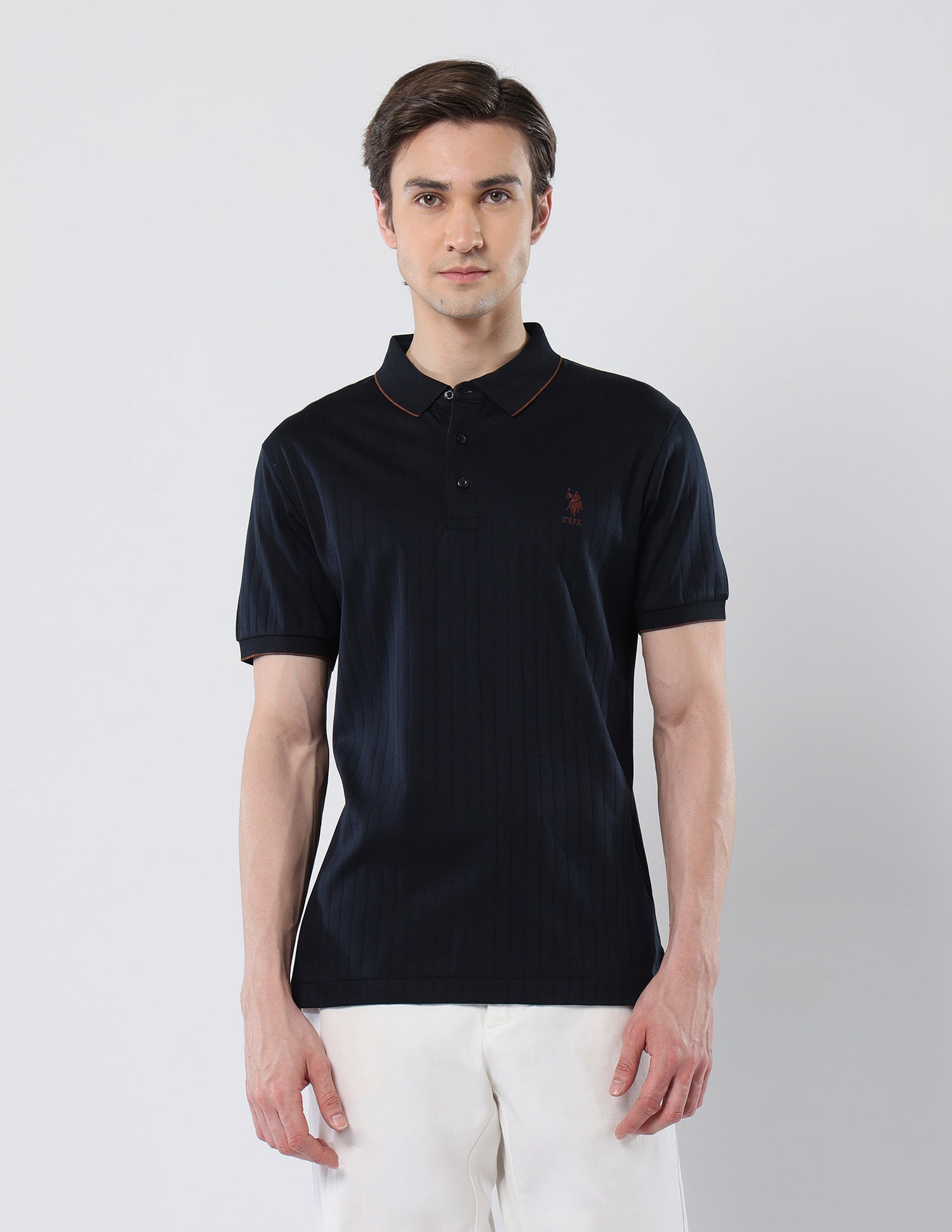 Textured Cotton 135 Anniversary Polo Shirt Navy - U.S. Polo Assn. India | Large
