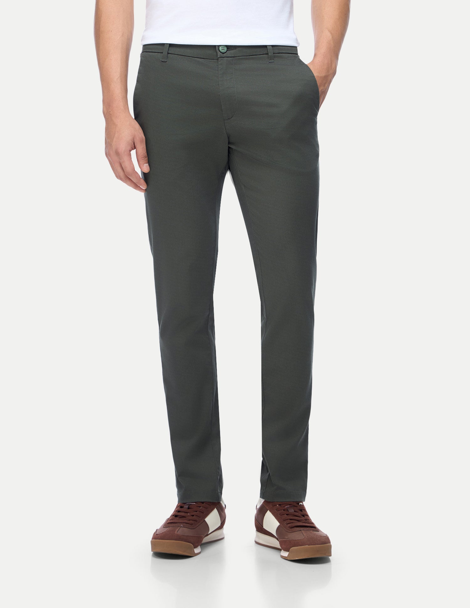 Denver Slim Fit Satin Trousers Olive - U.S. Polo Assn. India | Large