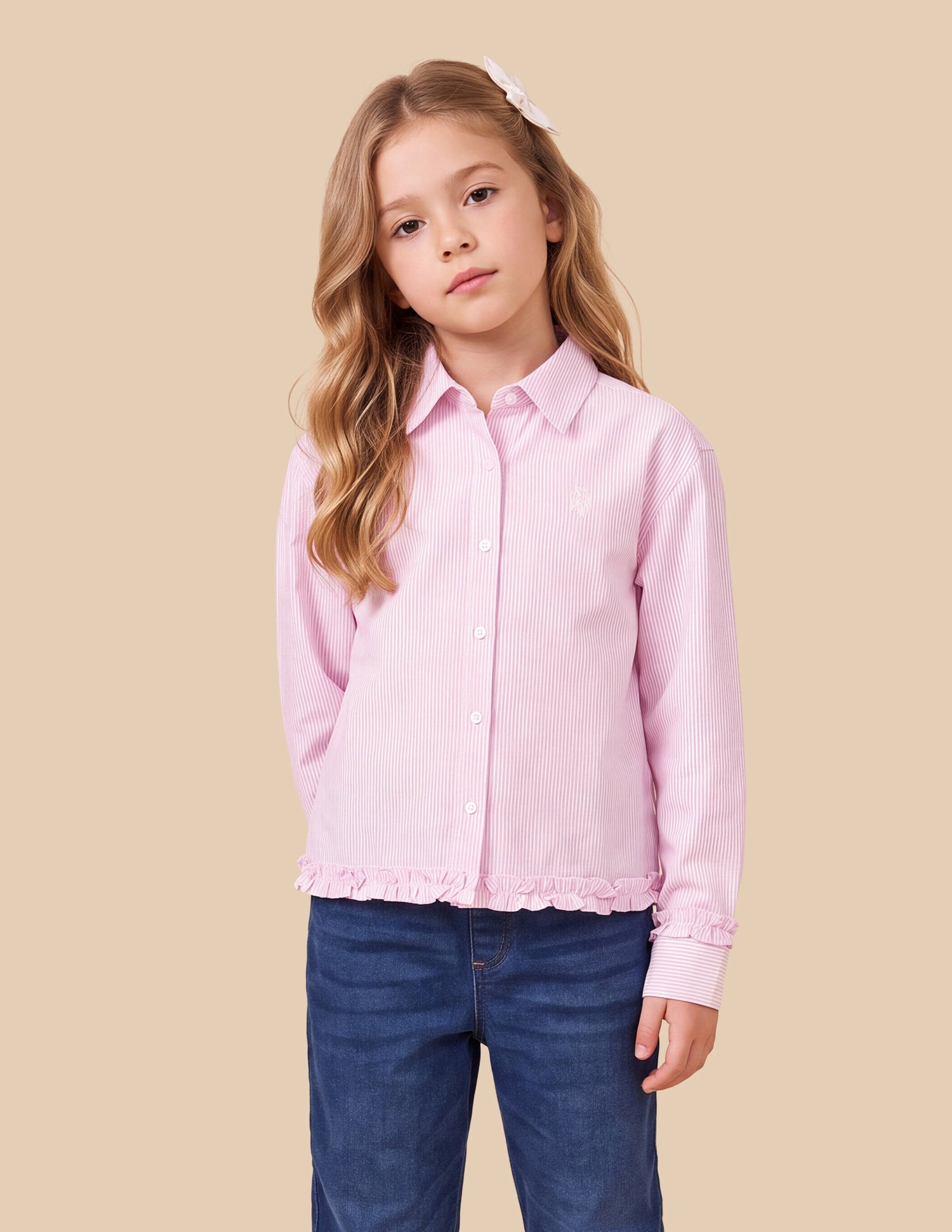 Vertical Striped Relaxed Fit Top Pink - U.S. Polo Assn. India | Large