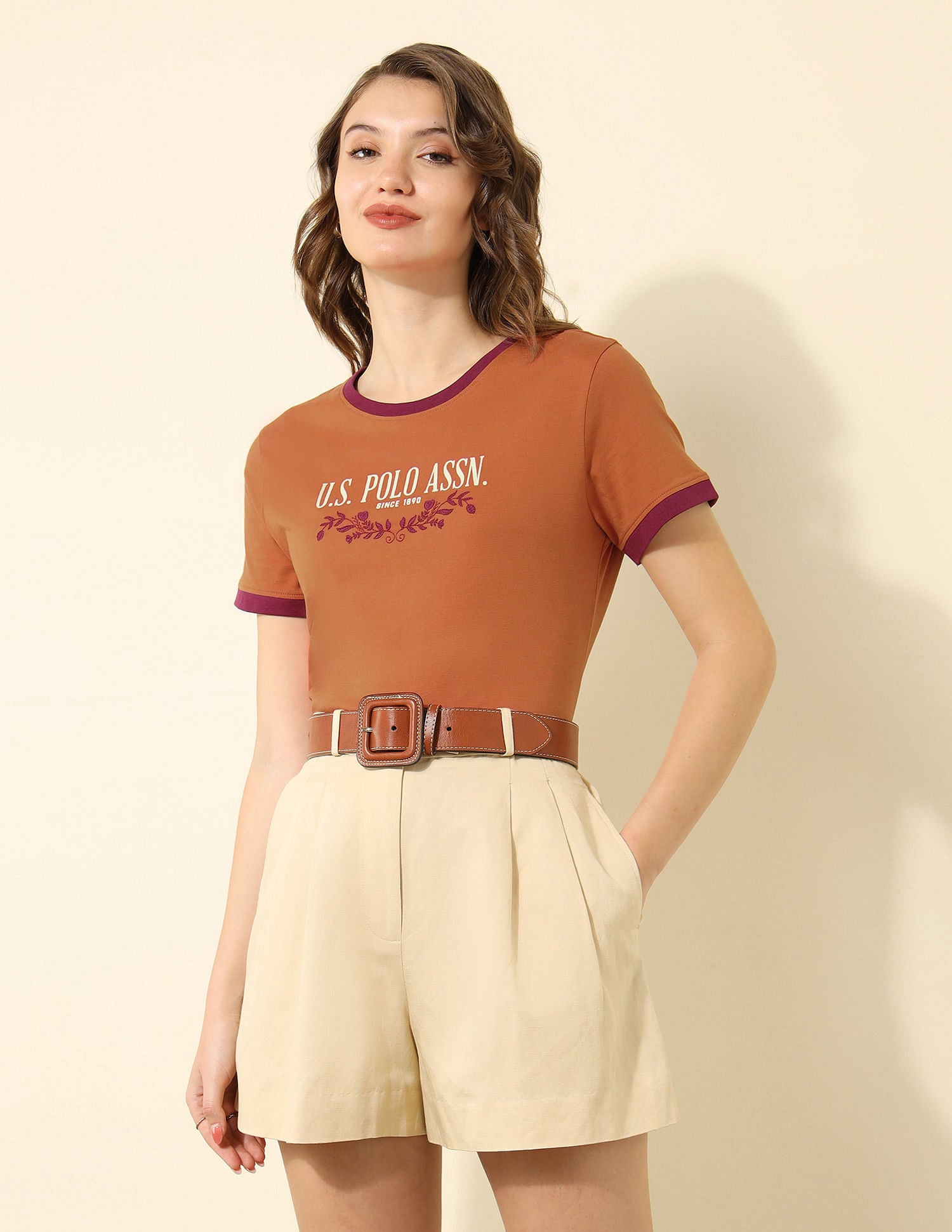 Regular Fit Brand Printed T-shirt Rust - U.S. Polo Assn. India | Large