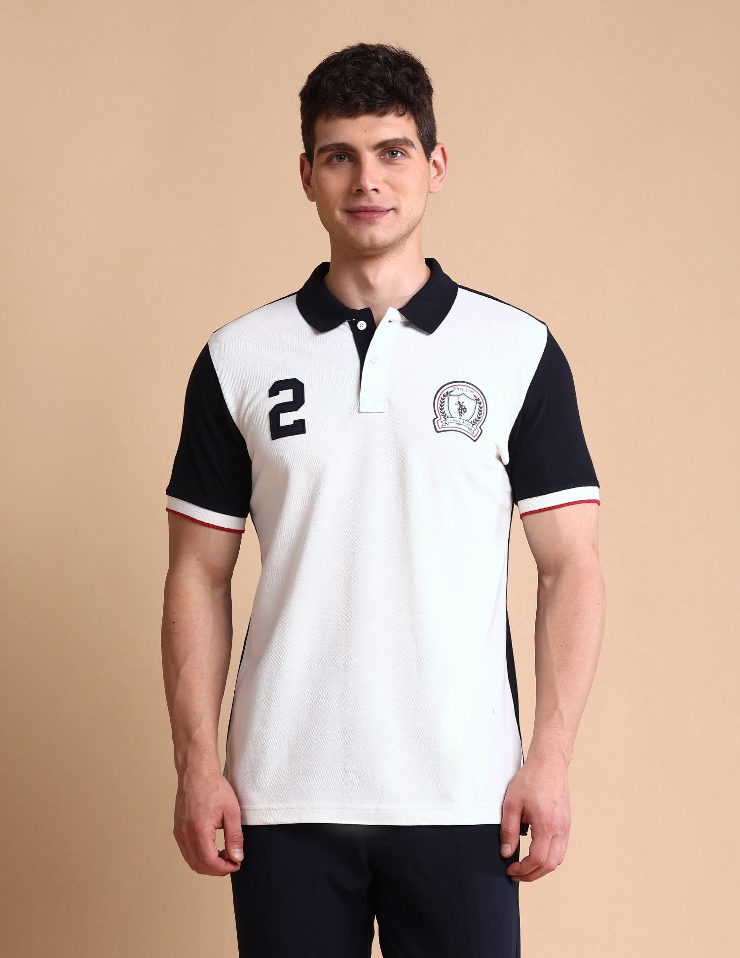 Slim Fit Iconic Number Polo Shirt Off White - U.S. POLO ASSN. | Large