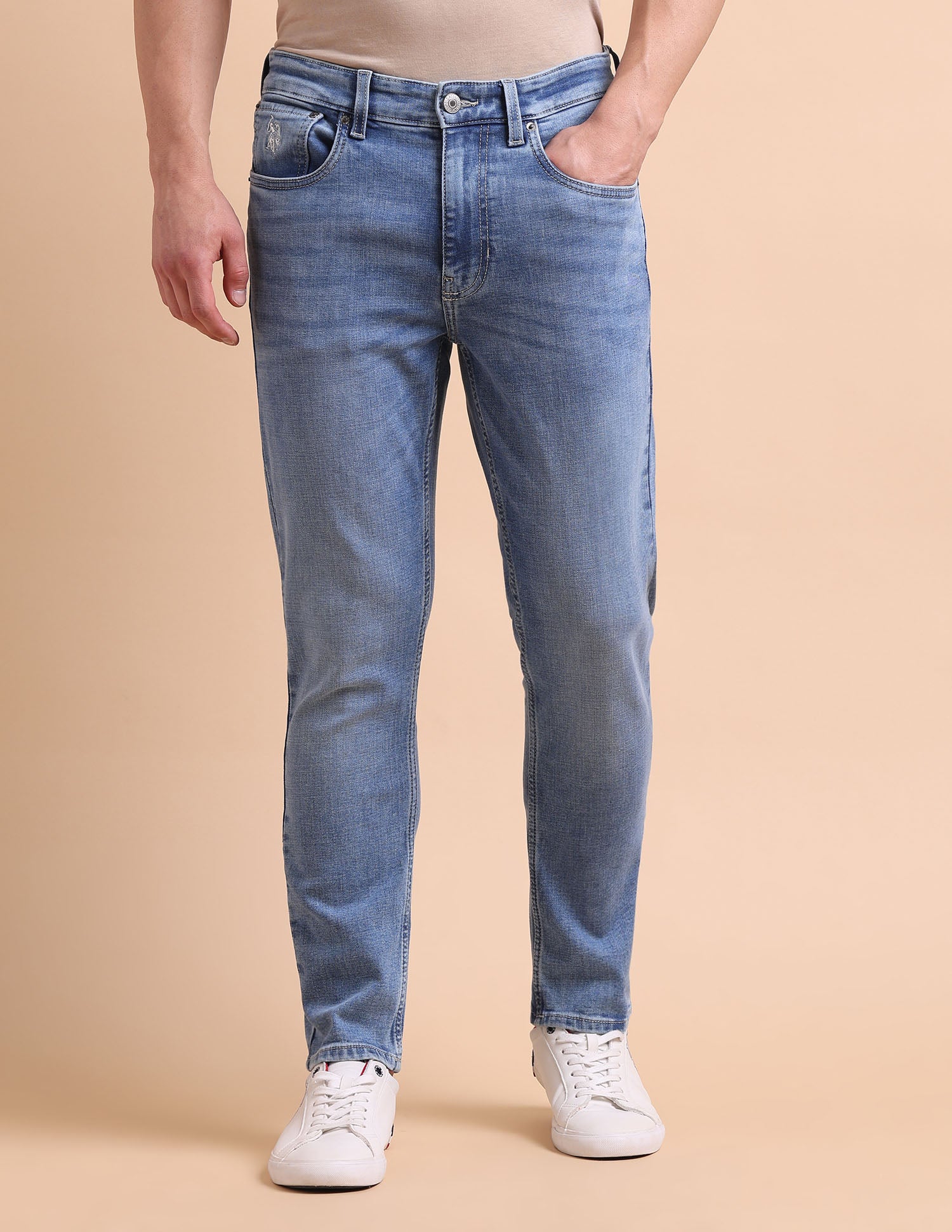 Cole Comfort Cropped Fit Blue Jeans Light Blue - U.S. POLO ASSN. | Large