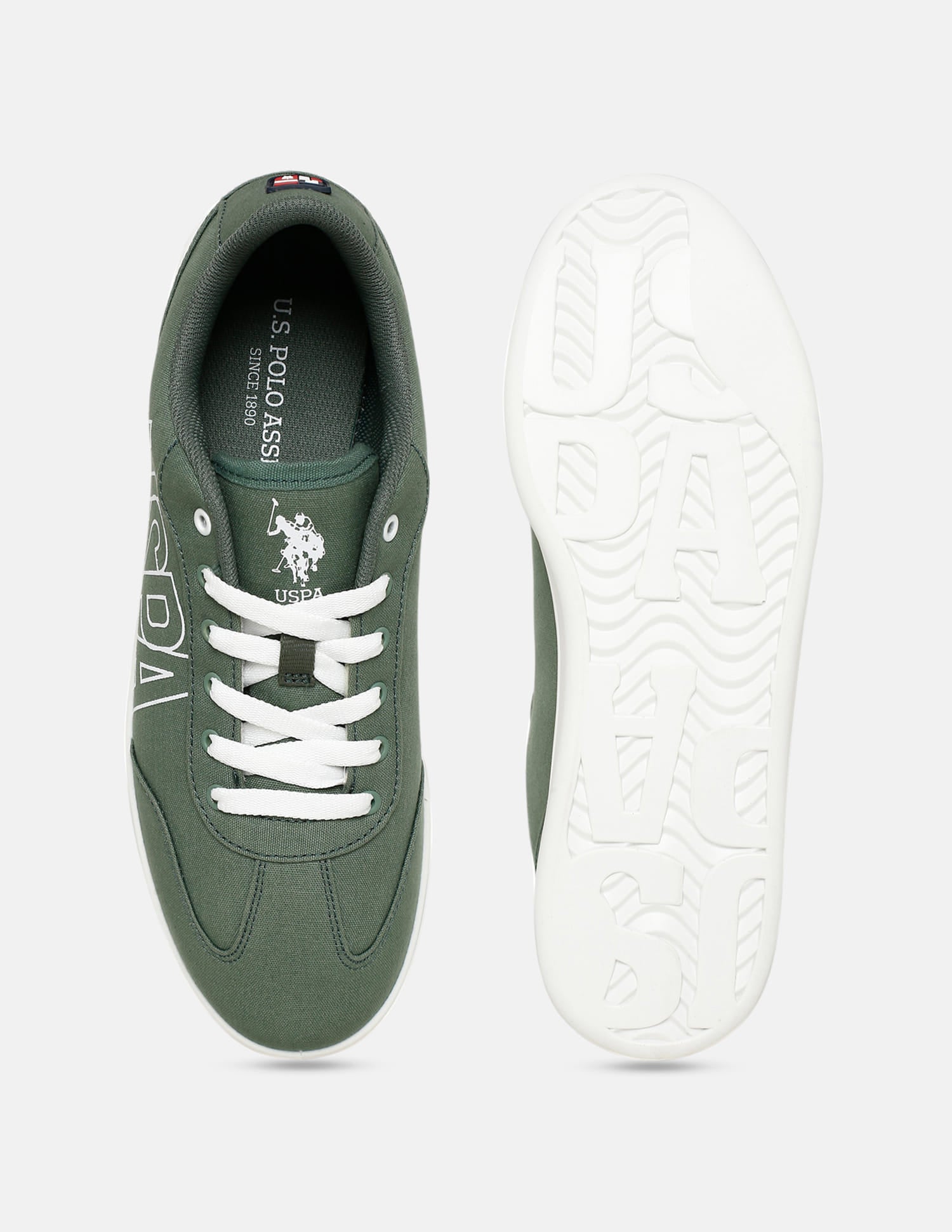Men Brand Printed Hover Sneakers Green - U.S. Polo Assn. India | Large