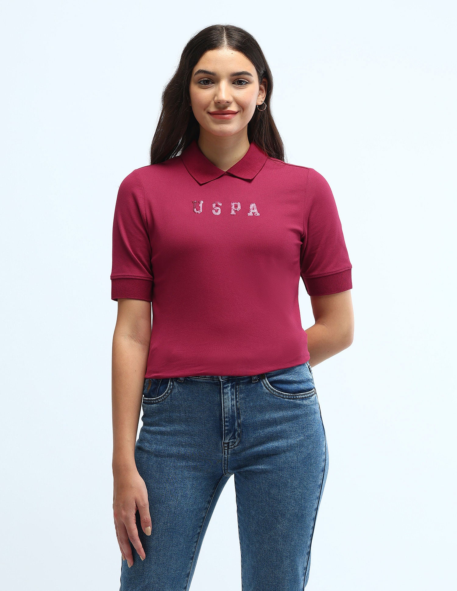 Brand Regular Fit Polo Shirt Dark Pink - U.S. POLO ASSN. | Large