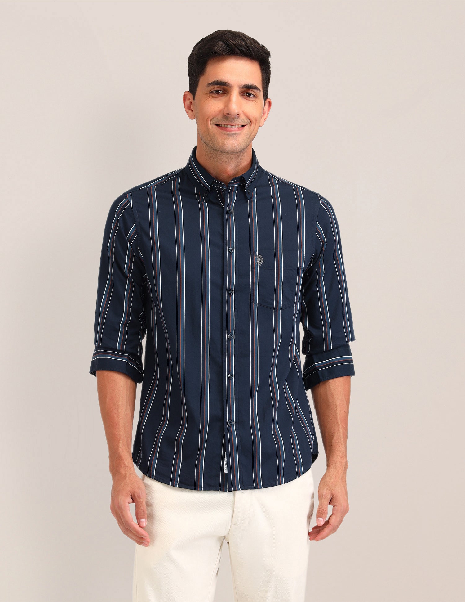 Vertical Striped Regular Fit Shirt Navy - U.S. Polo Assn. India | Large