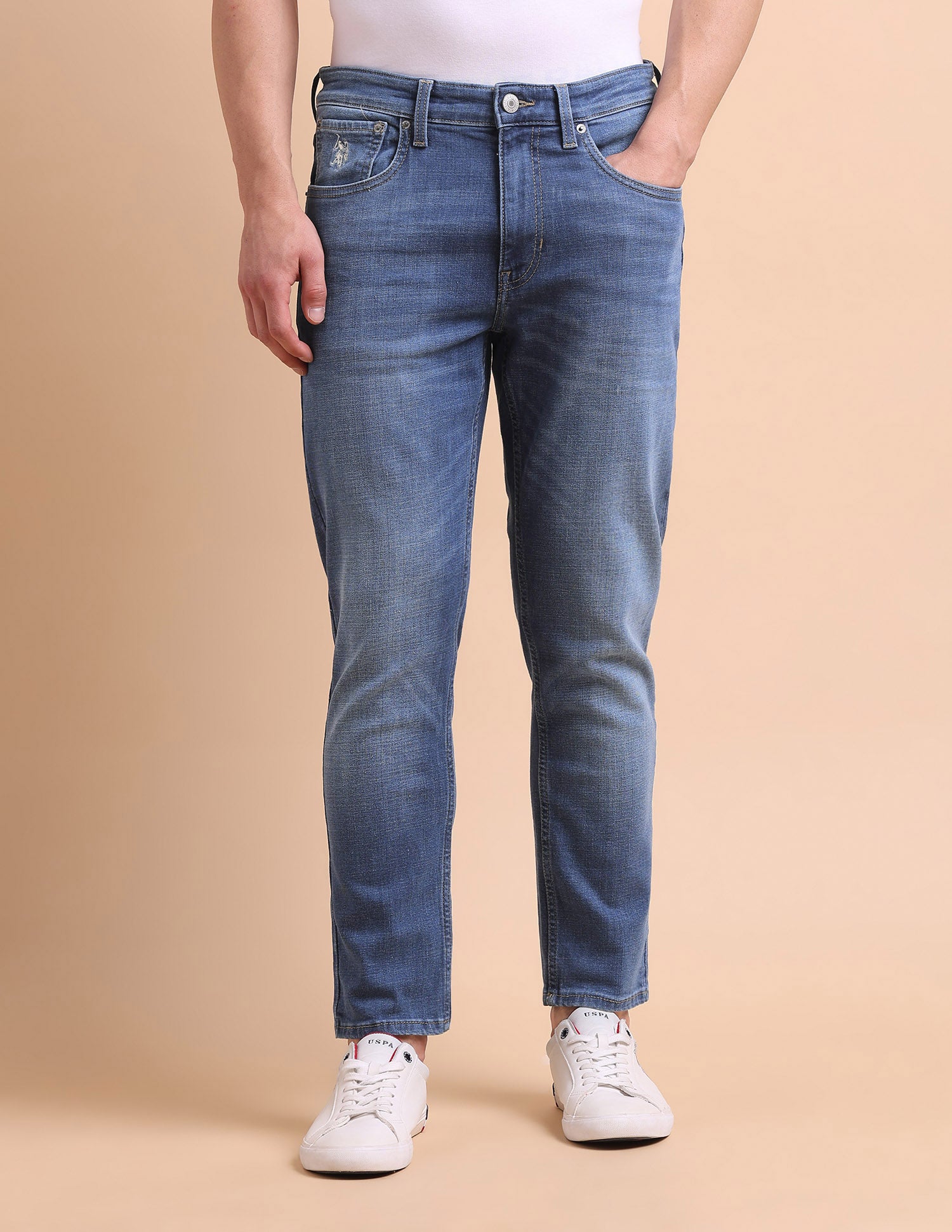 Cole Comfort Cropped Fit Blue Jeans Blue - U.S. POLO ASSN. | Large