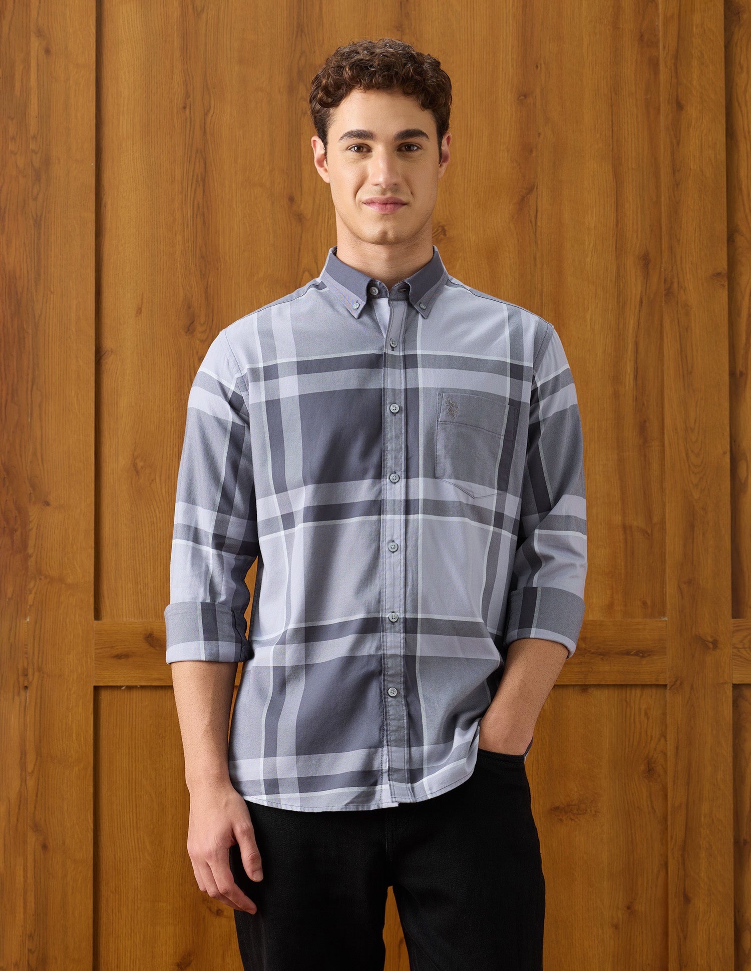 Plaid Checked Regular Fit Shirt Dark Grey - U.S. Polo Assn. India | Large