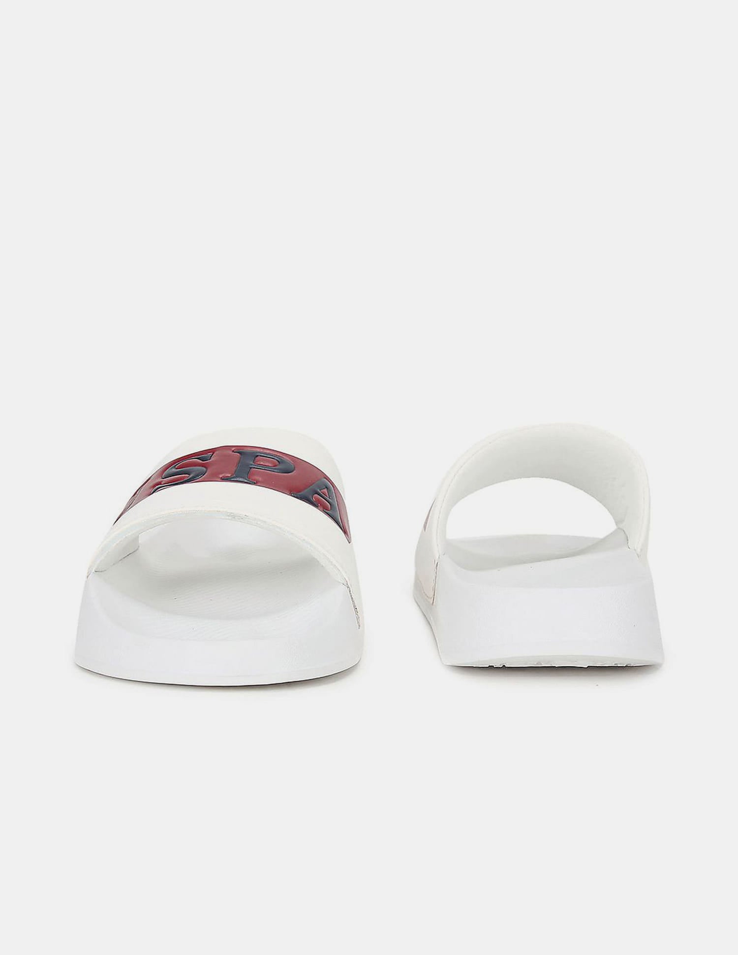 Men Ceder 2.0 Brand Embossed Sliders White - U.S. Polo Assn. India | Large
