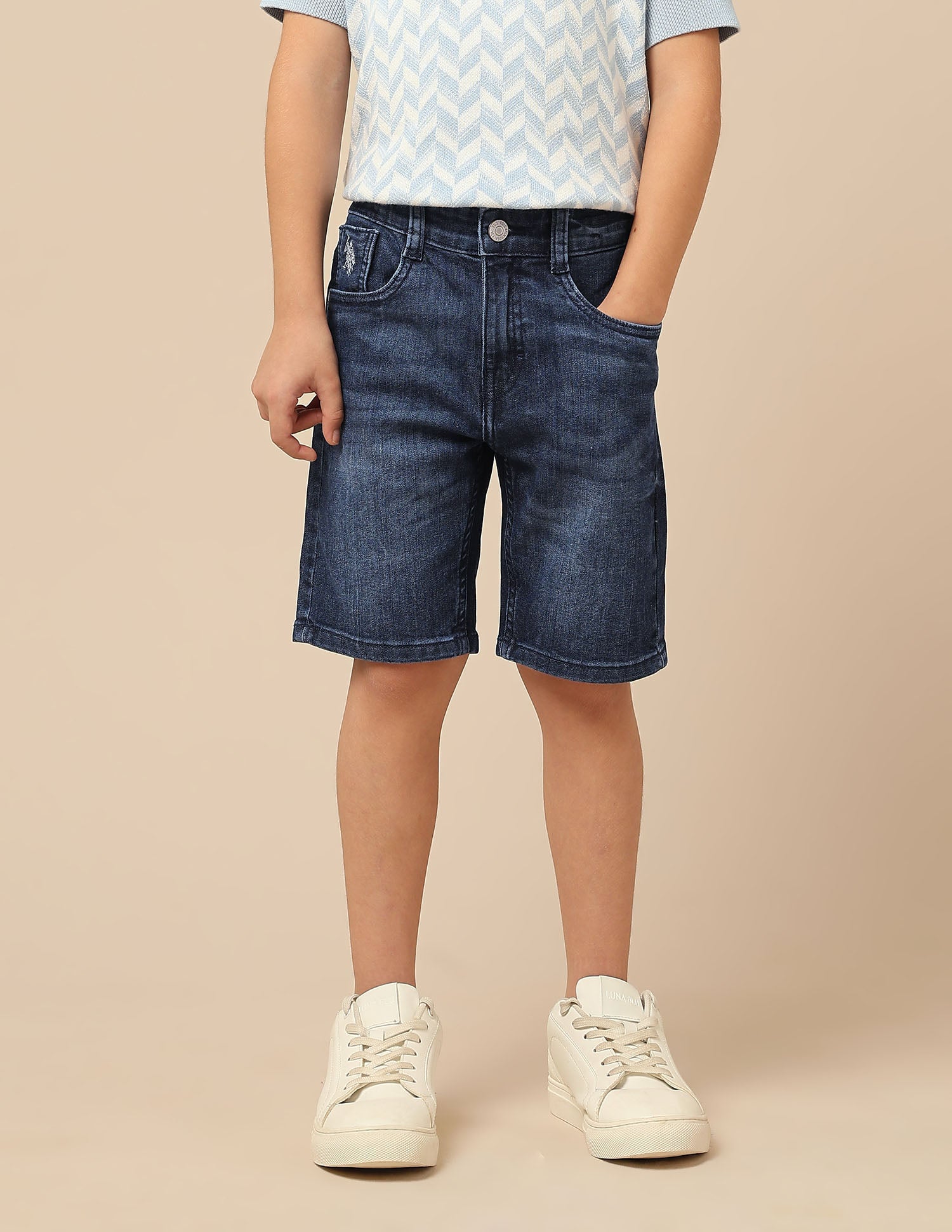 Boys Relaxed Fit Denim Shorts Dark Blue - U.S. POLO ASSN. | Large