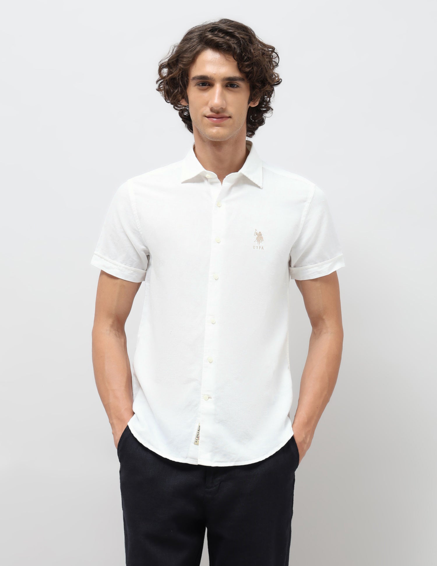 Solid Slim Fit Shirt White - U.S. POLO ASSN. | Large