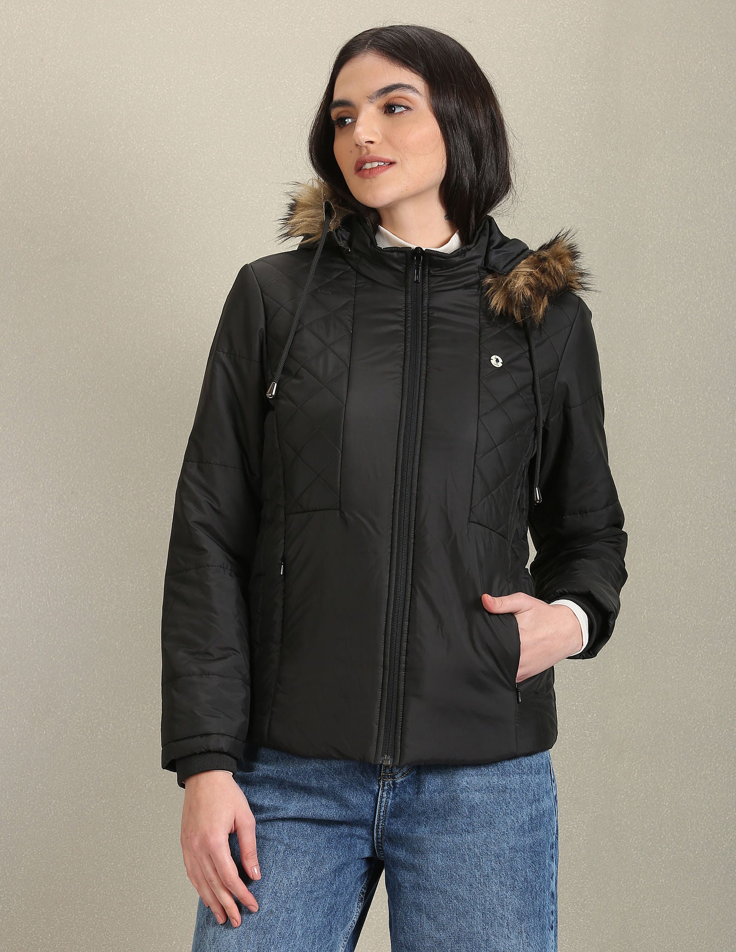 Hooded Solid Quilted Jacket – U.S. Polo Assn. India