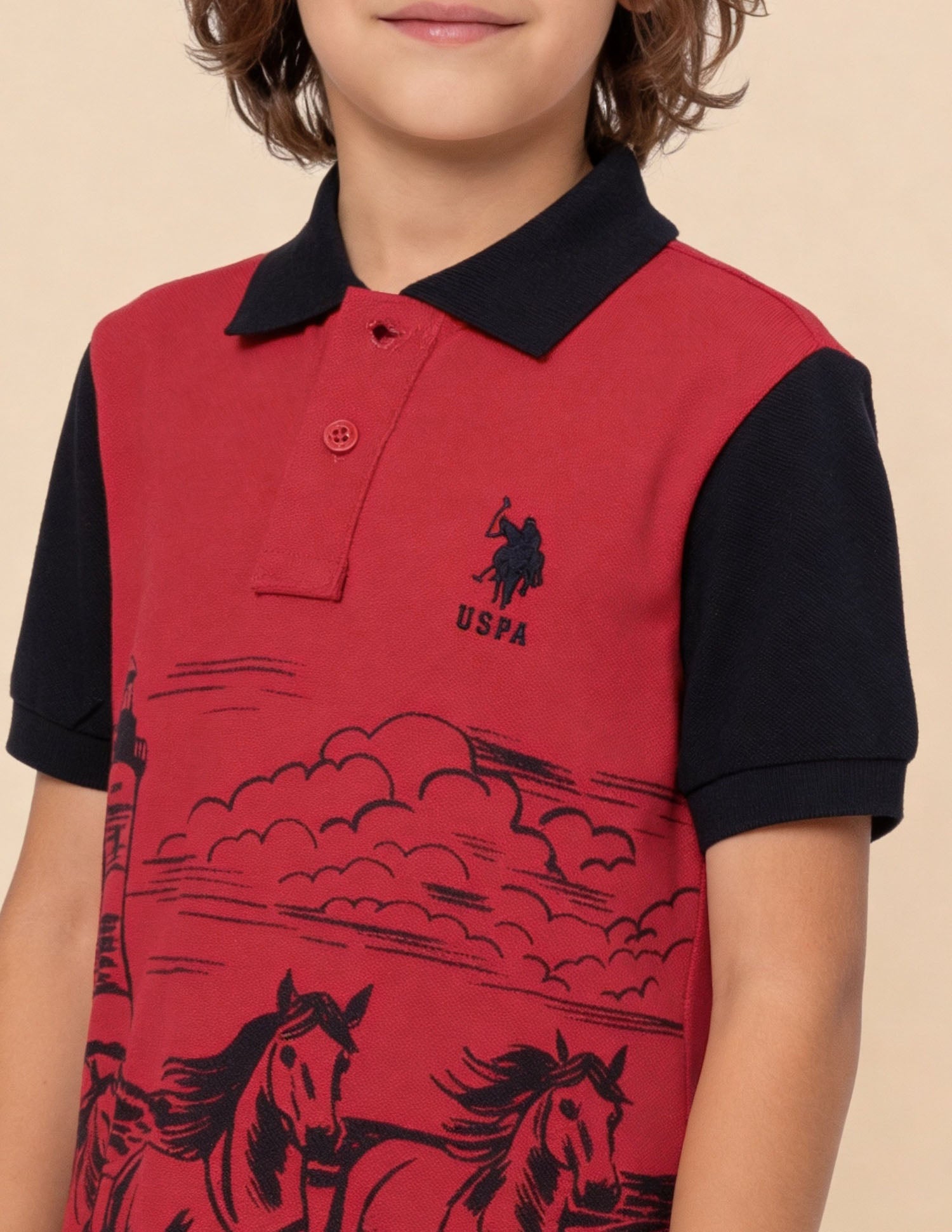 Graphic Printed Regular Fit Polo Shirt Red - U.S. Polo Assn. India | Large