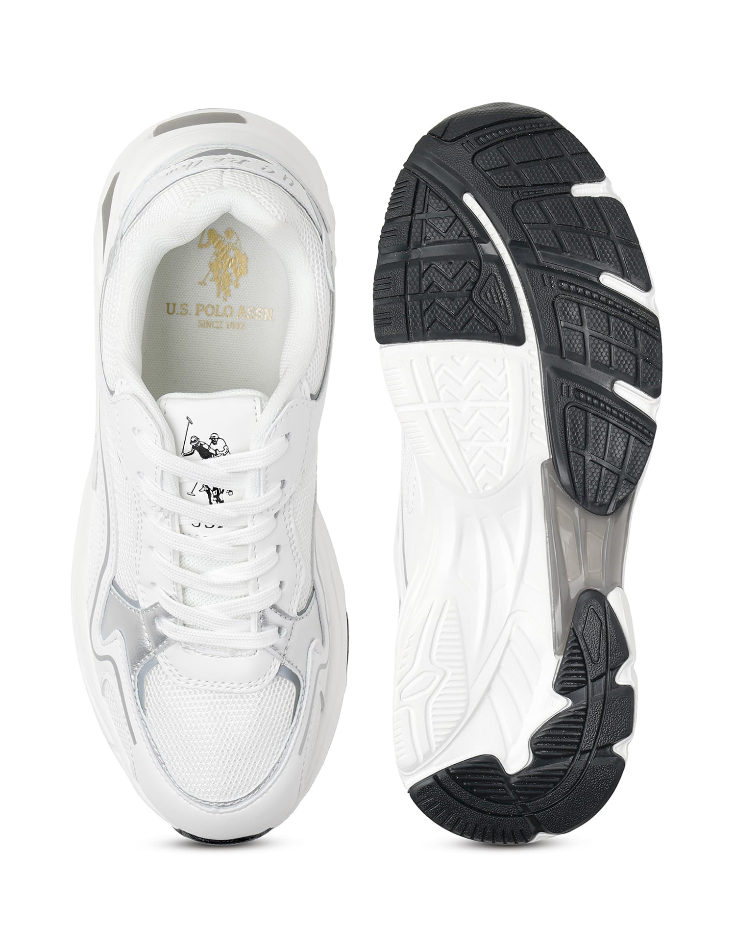 Women Metallic Logo Felicia Sneakers White - U.S. Polo Assn. India | Large