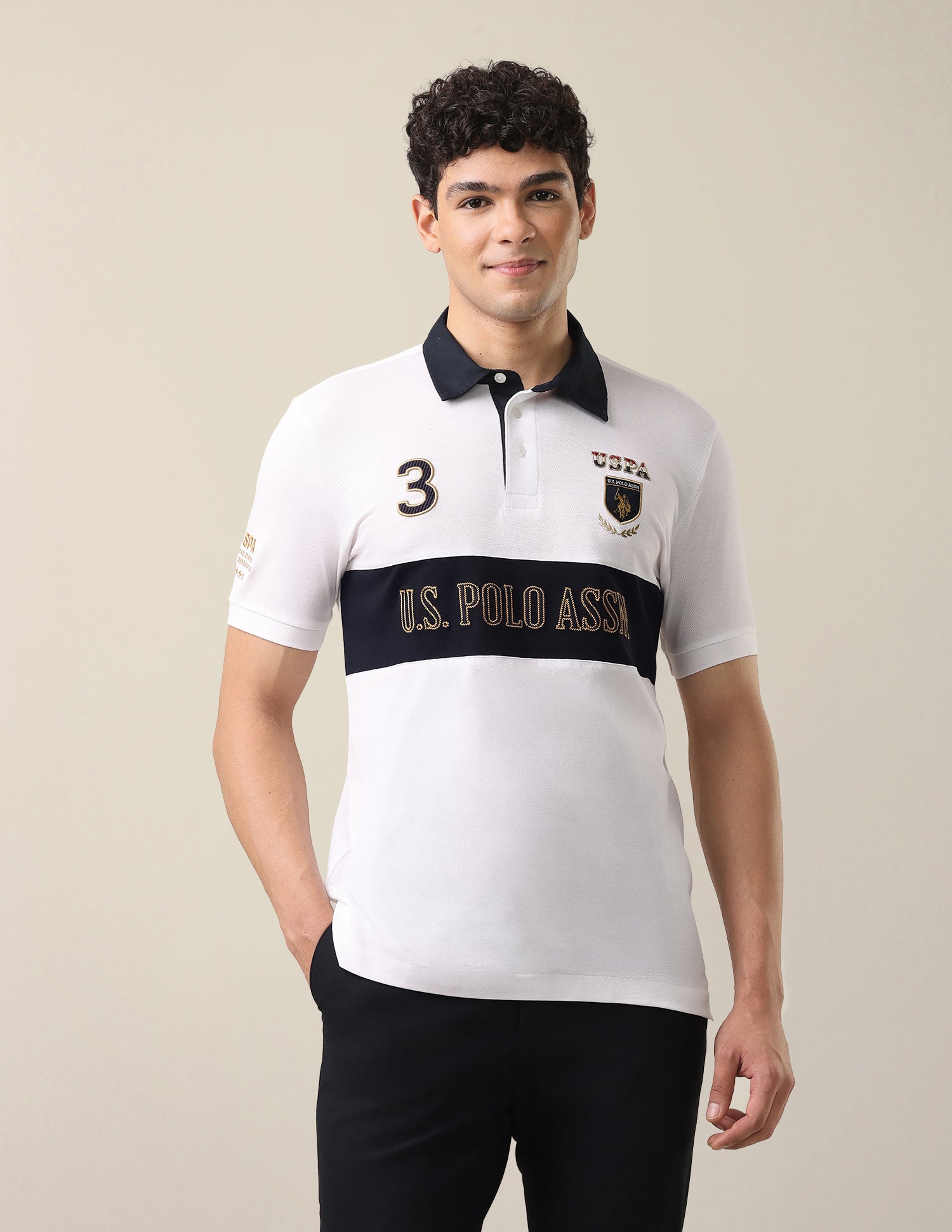 Brand Embroidered Slim Fit Polo Shirt White - U.S. Polo Assn. India | Large