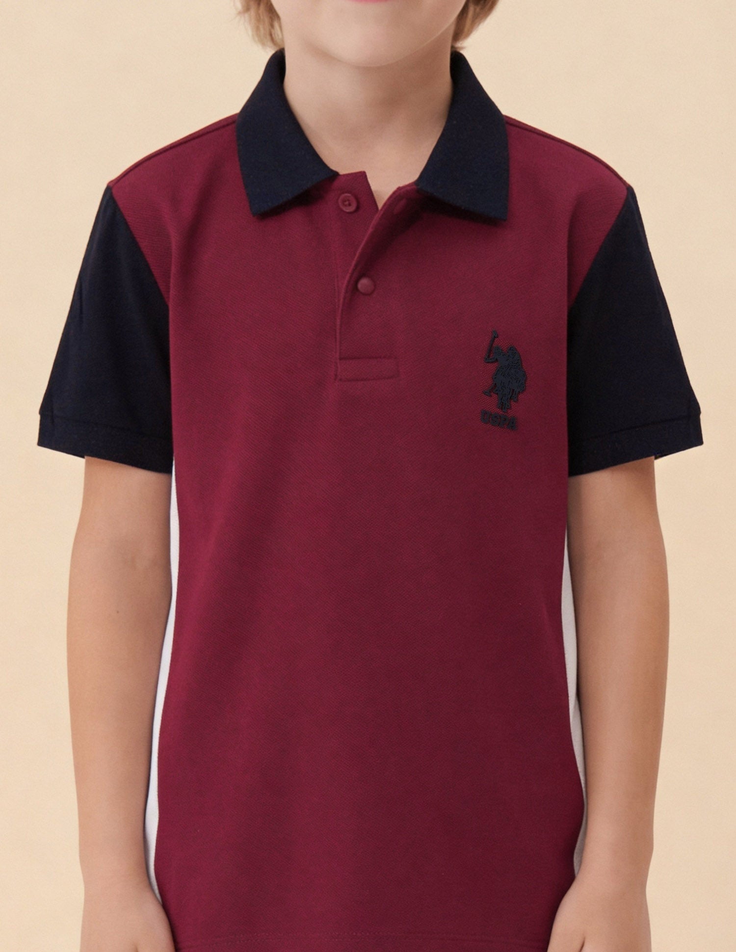 Colour Blocked Regular Fit Polo Shirt Maroon - U.S. Polo Assn. India | Large