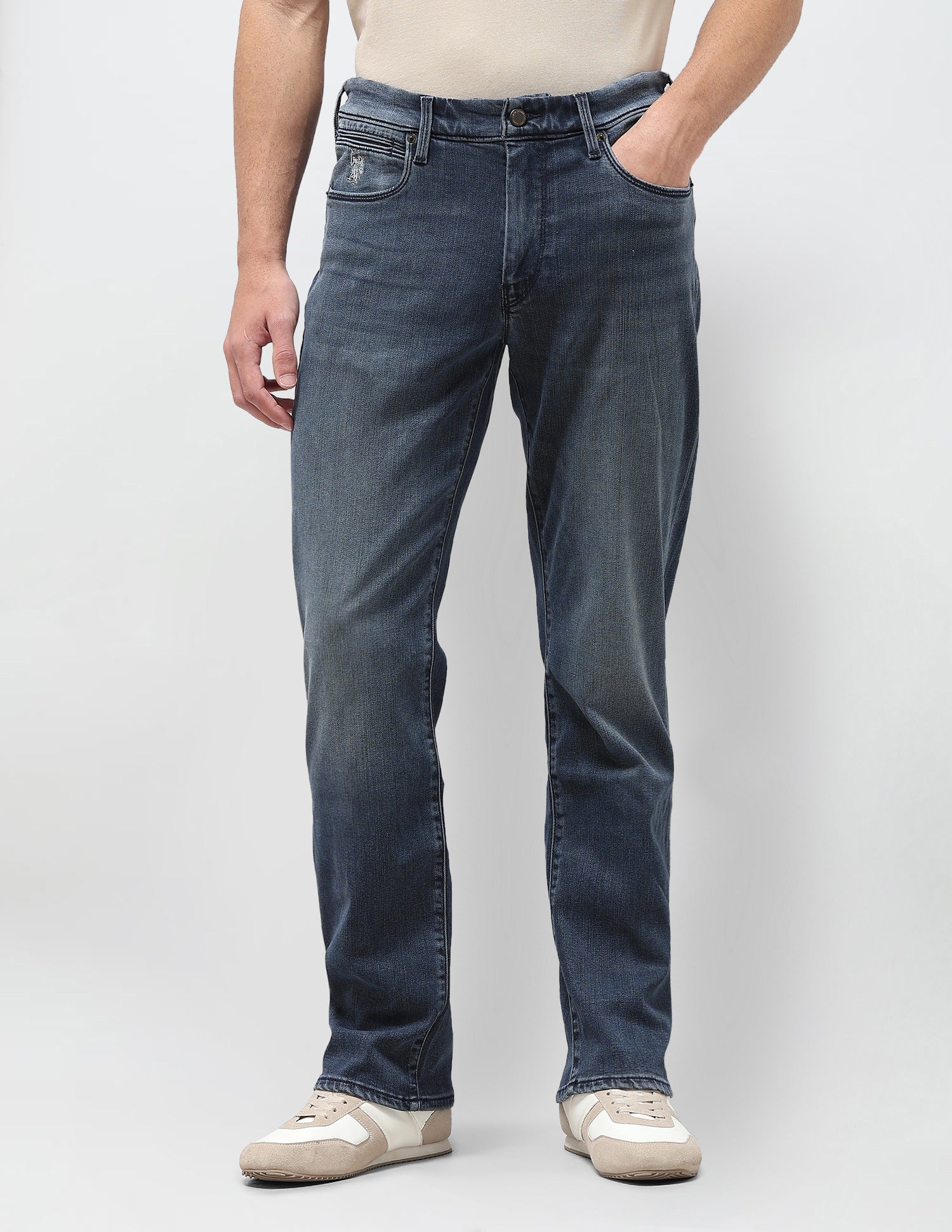 Harold Slim Straight Fit Blue Jeans Mid Blue - U.S. Polo Assn. India | Large
