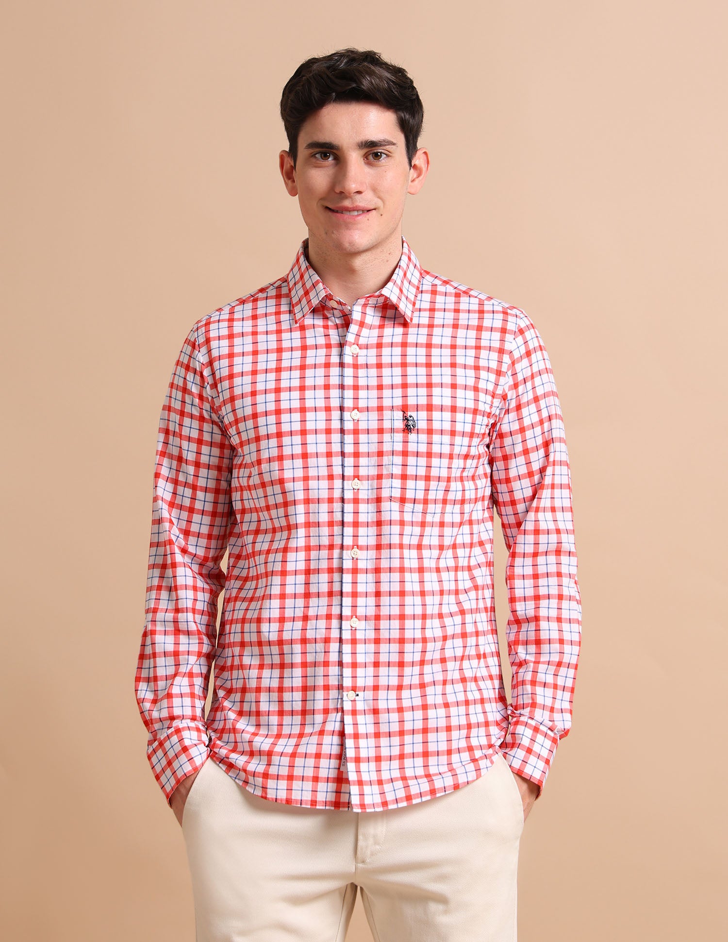 Twill Check Shirt Red - U.S. POLO ASSN. | Large