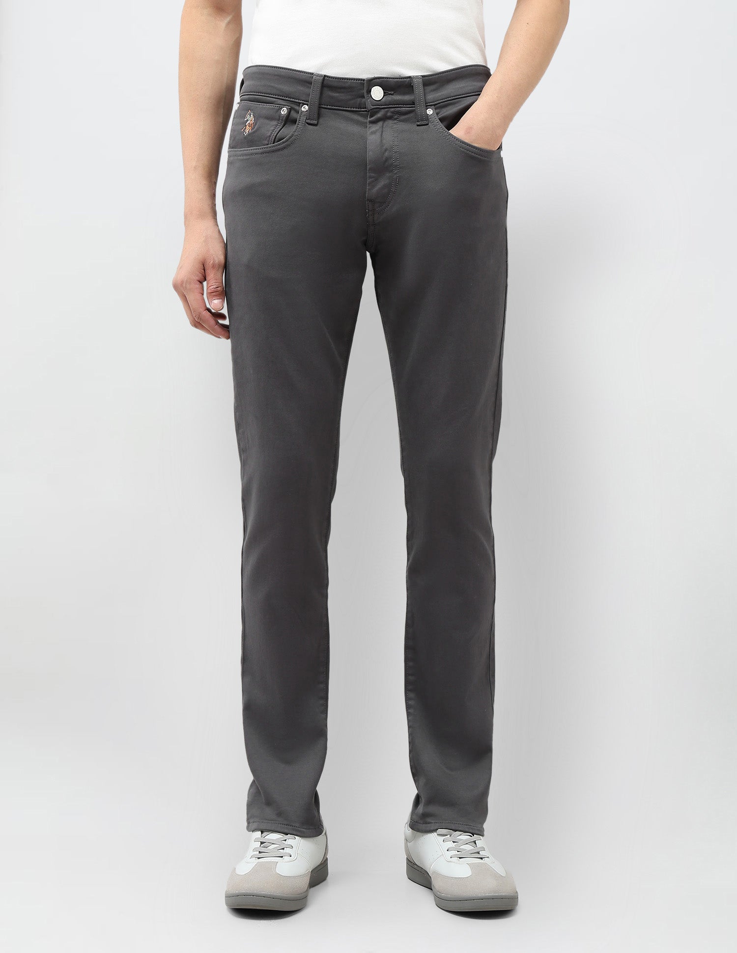 Brandon Slim Tapered Fit Color Denim Jeans Dark Grey - U.S. POLO ASSN. | Large