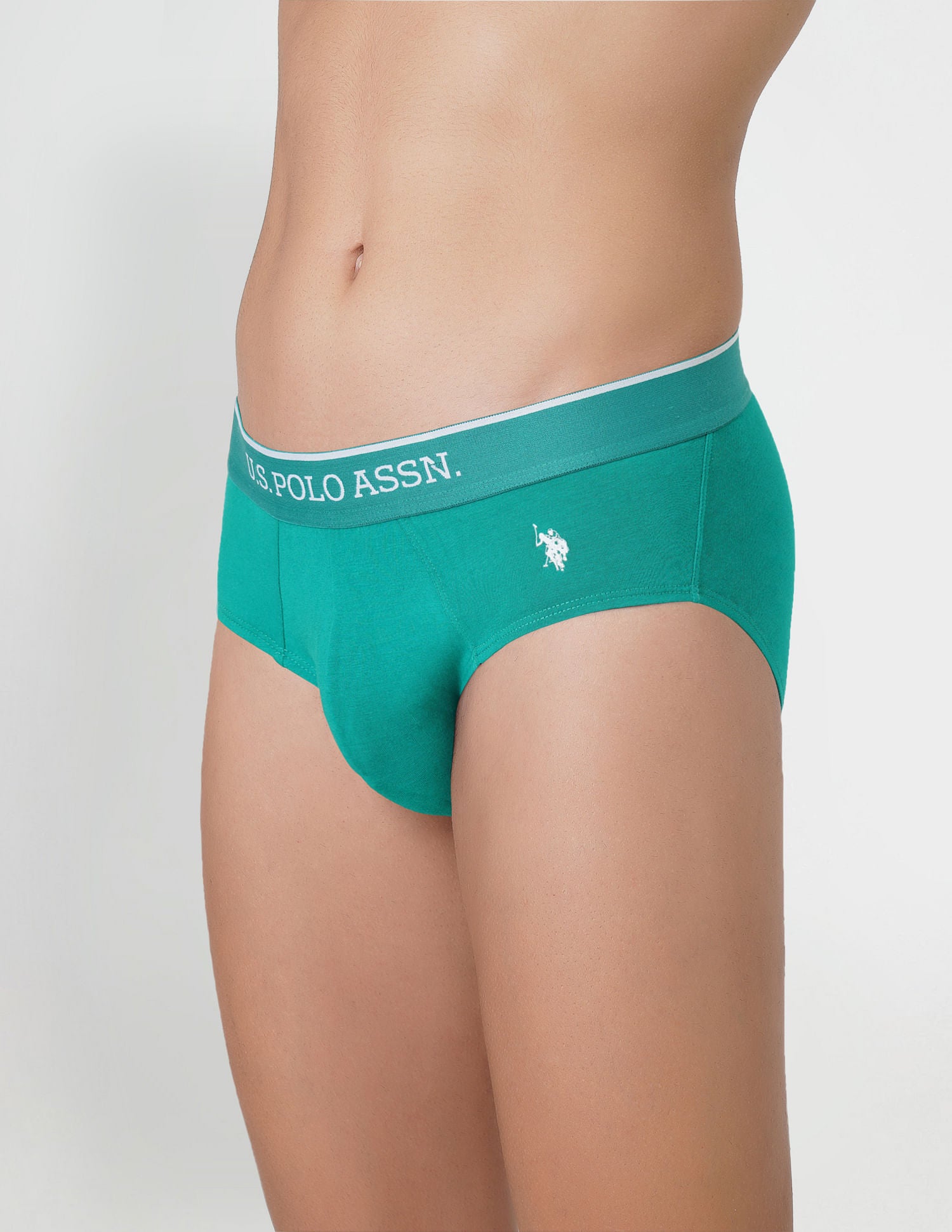 Cotton Stretch Antibacterial EB004 Briefs - Pack Of 2 Black and Aqua - U.S. POLO ASSN. | Large