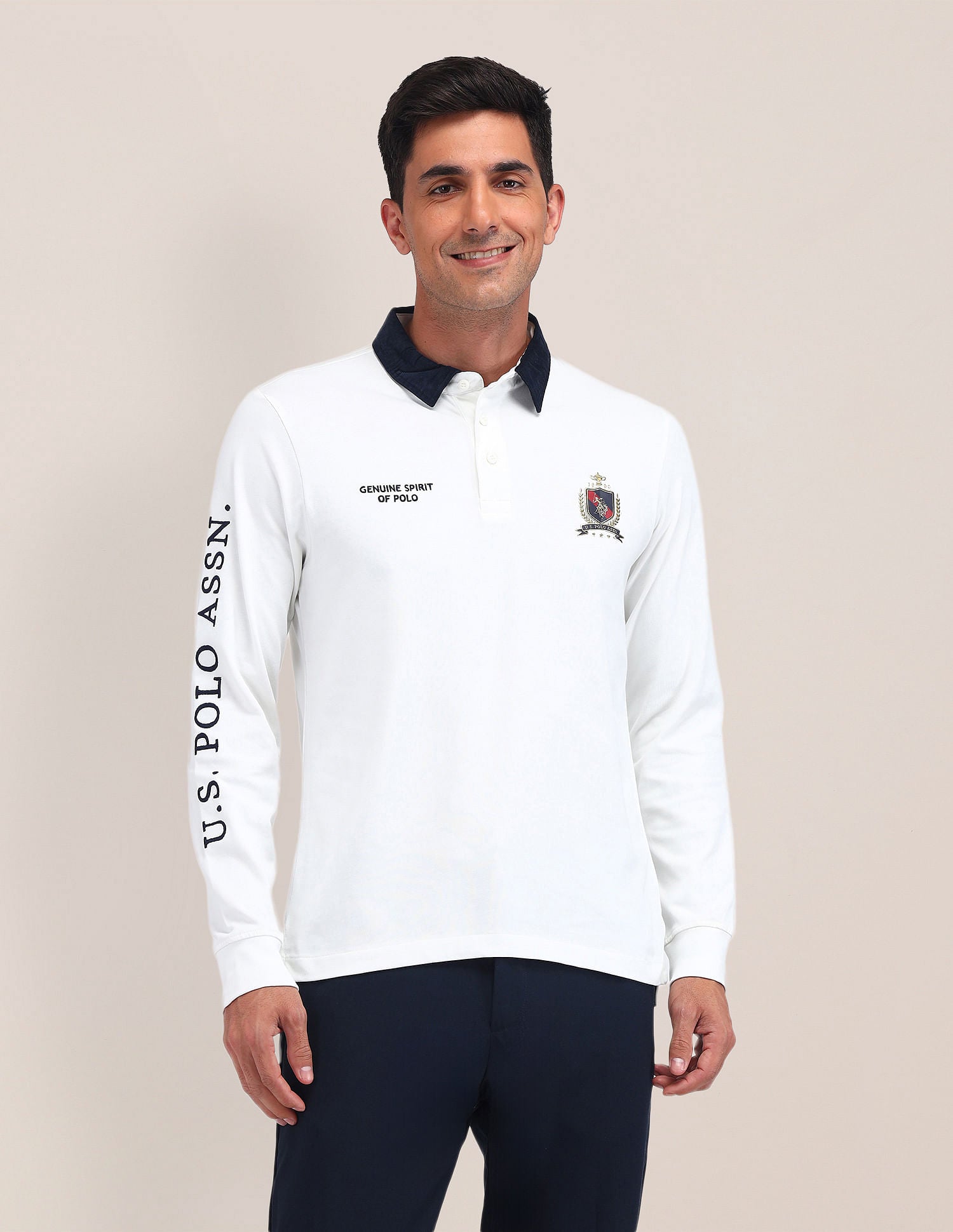 Slim Fit Solid Polo Shirt Off White - U.S. POLO ASSN. | Large