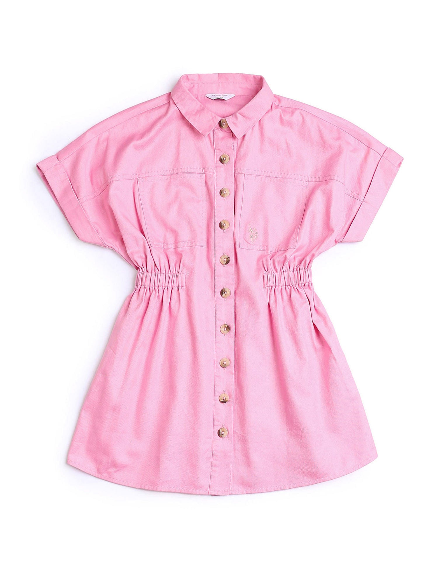 Girls Chambray Shirt Dress Pink - U.S. POLO ASSN. | Large