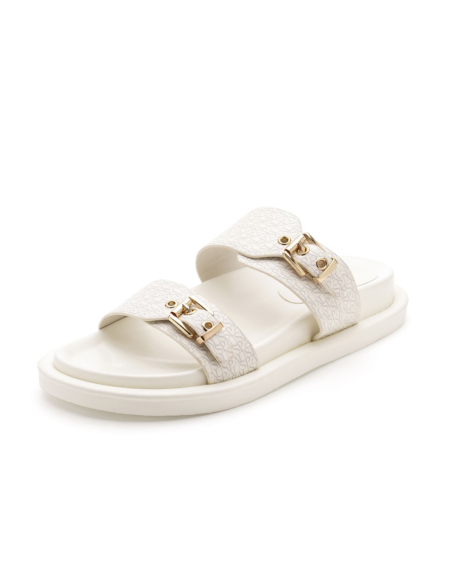 Open Toe Buckle Detail Maria Sandals White - U.S. Polo Assn. India | Large