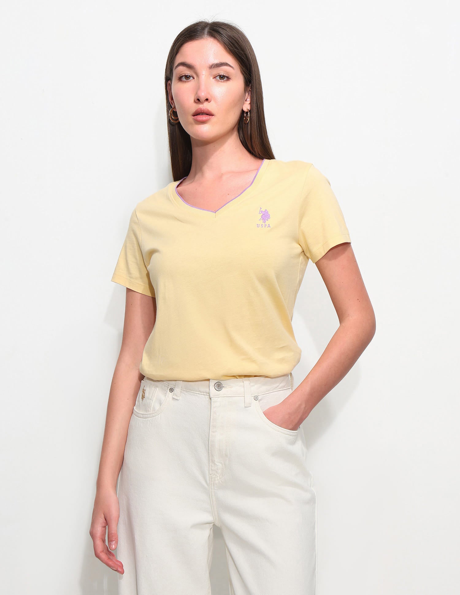 Regular Fit Solid T-Shirt Yellow - U.S. Polo Assn. India | Large