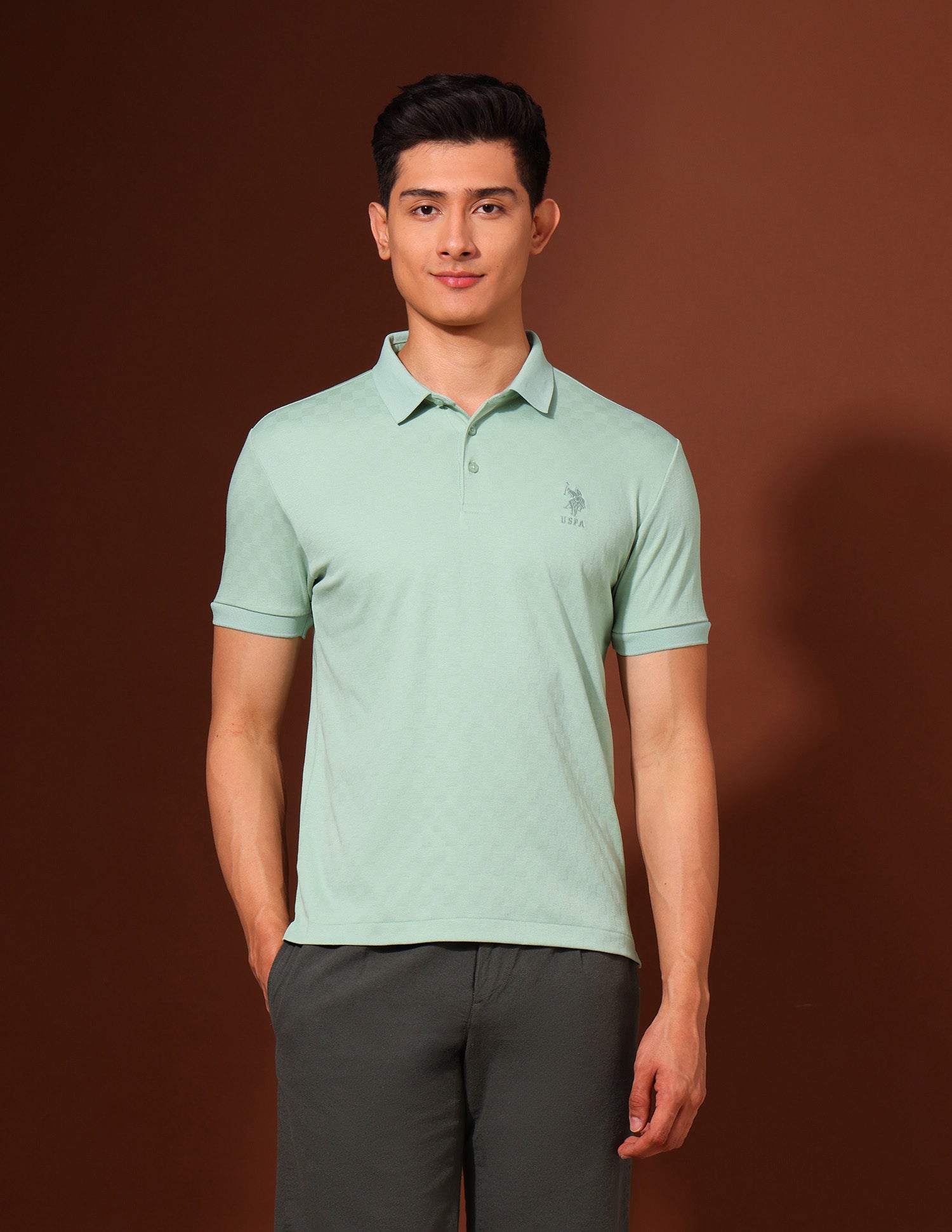 Checked Slim Fit Polo Shirt Light Green - U.S. Polo Assn. India | Large