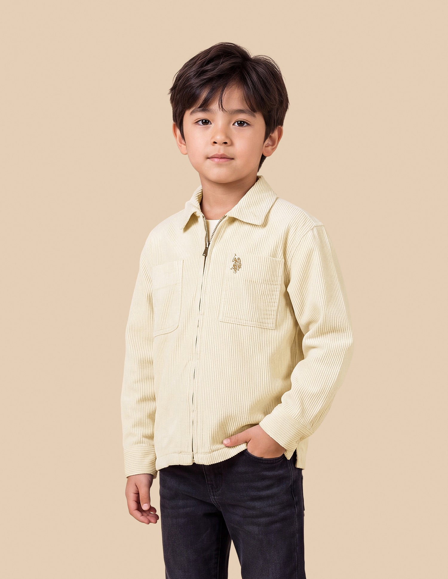 Boxy Fit Corduroy Shirt Ivory - U.S. Polo Assn. India | Large